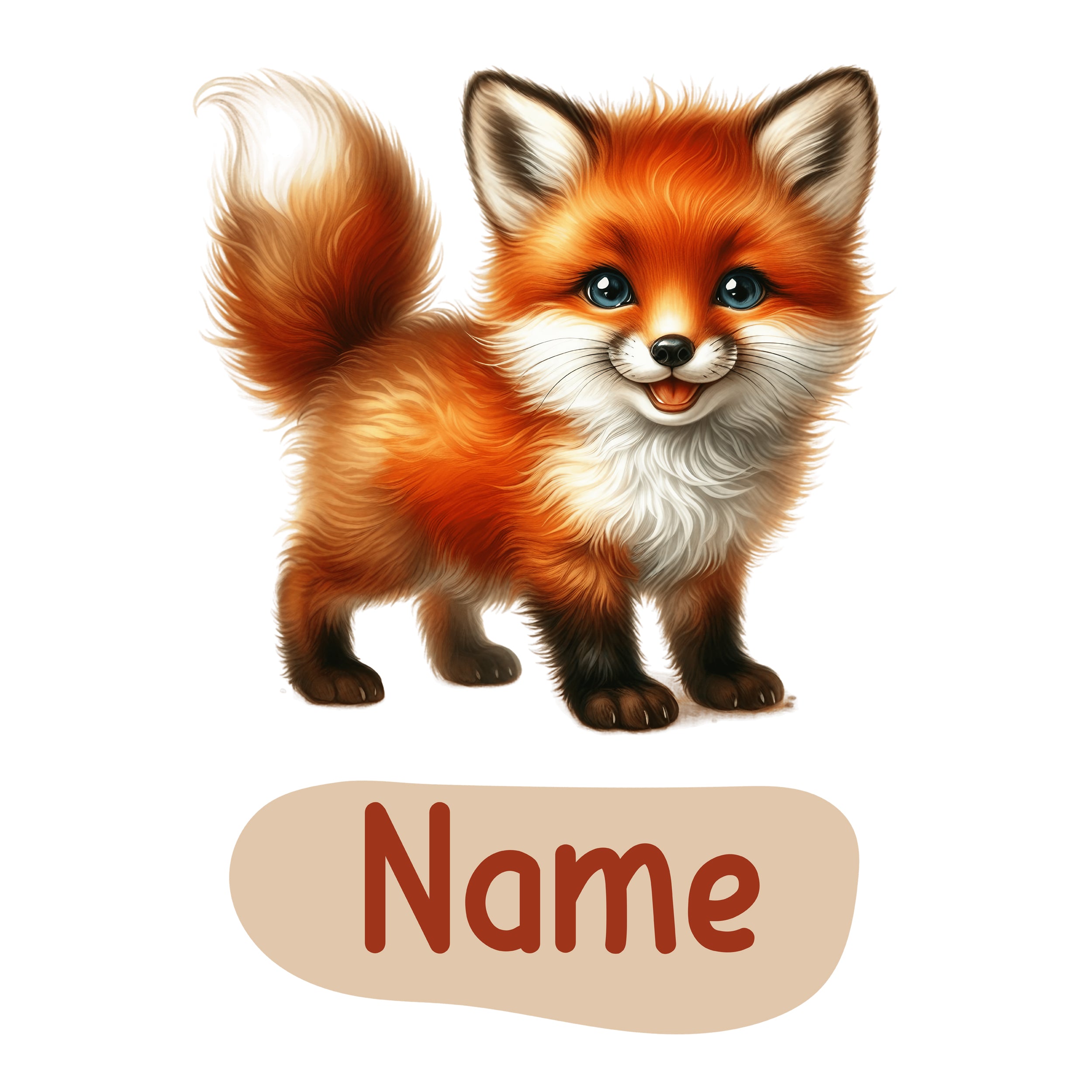Süßer, orangefarbener Fuchs mit flauschigem Schwanz.