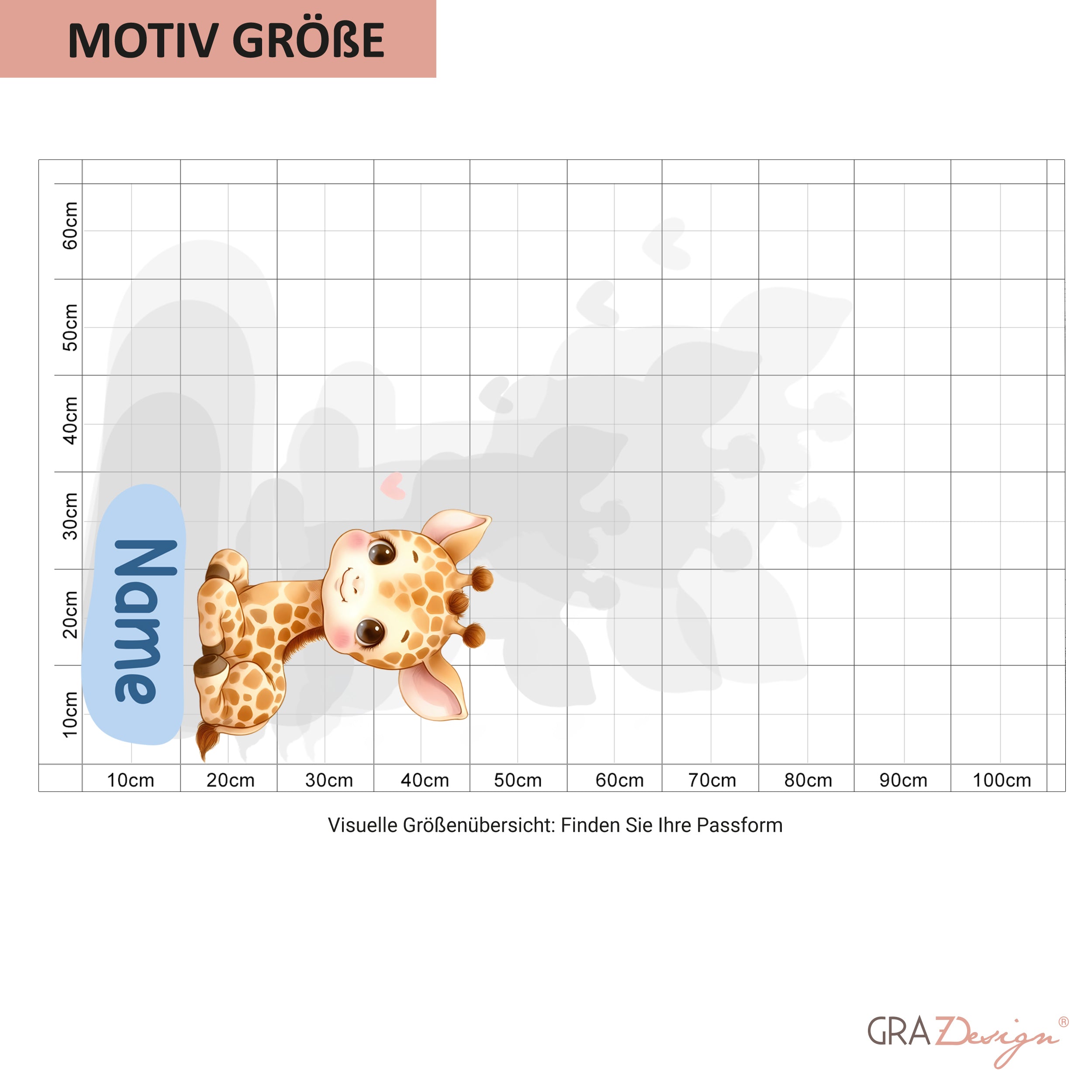 Giraffen-Motiv in Braun und Beige mit Platz für Namen.