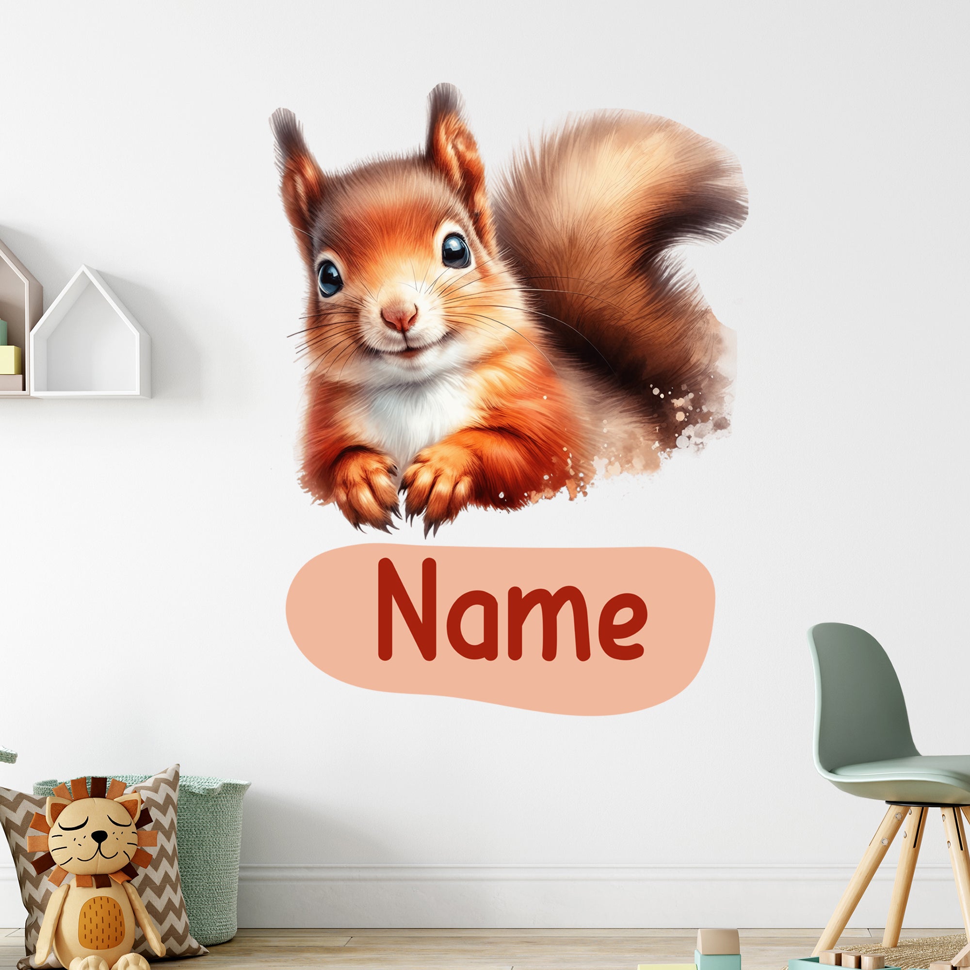 Eichhörnchen in Orange mit personalisierbarem Namen.
