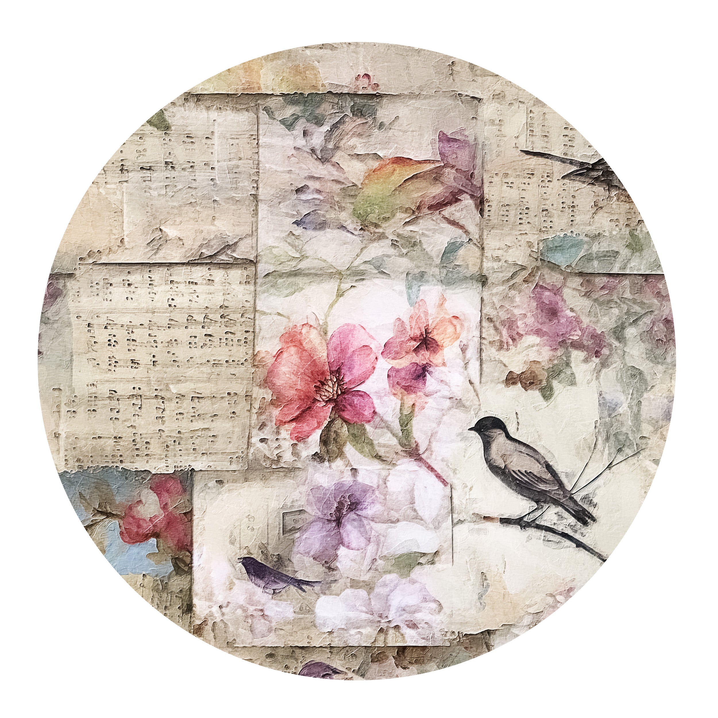 Bunte Blumenmuster und Vögel auf vintage Papierhintergrund.
