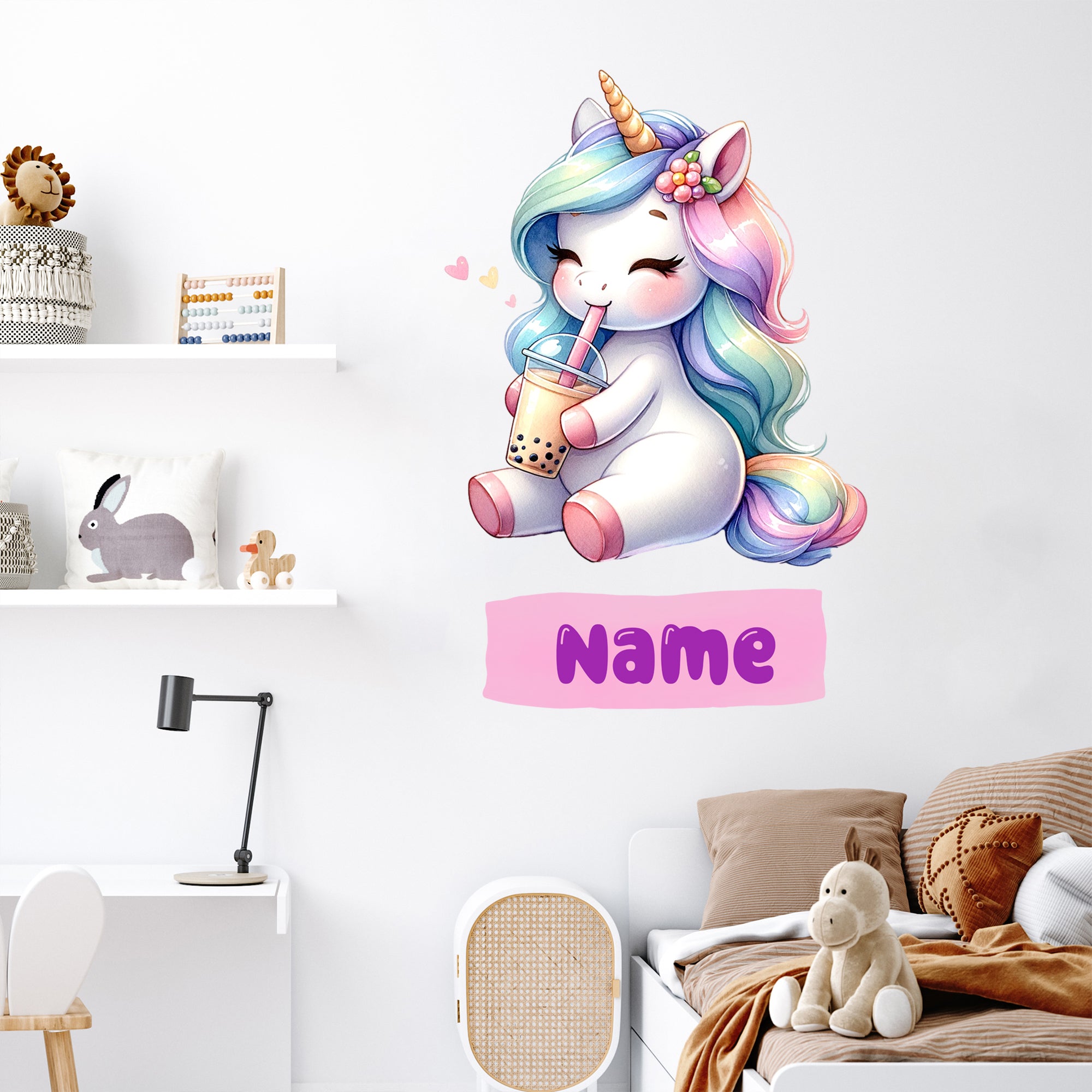 Wandtattoo Einhorn mit Getränk