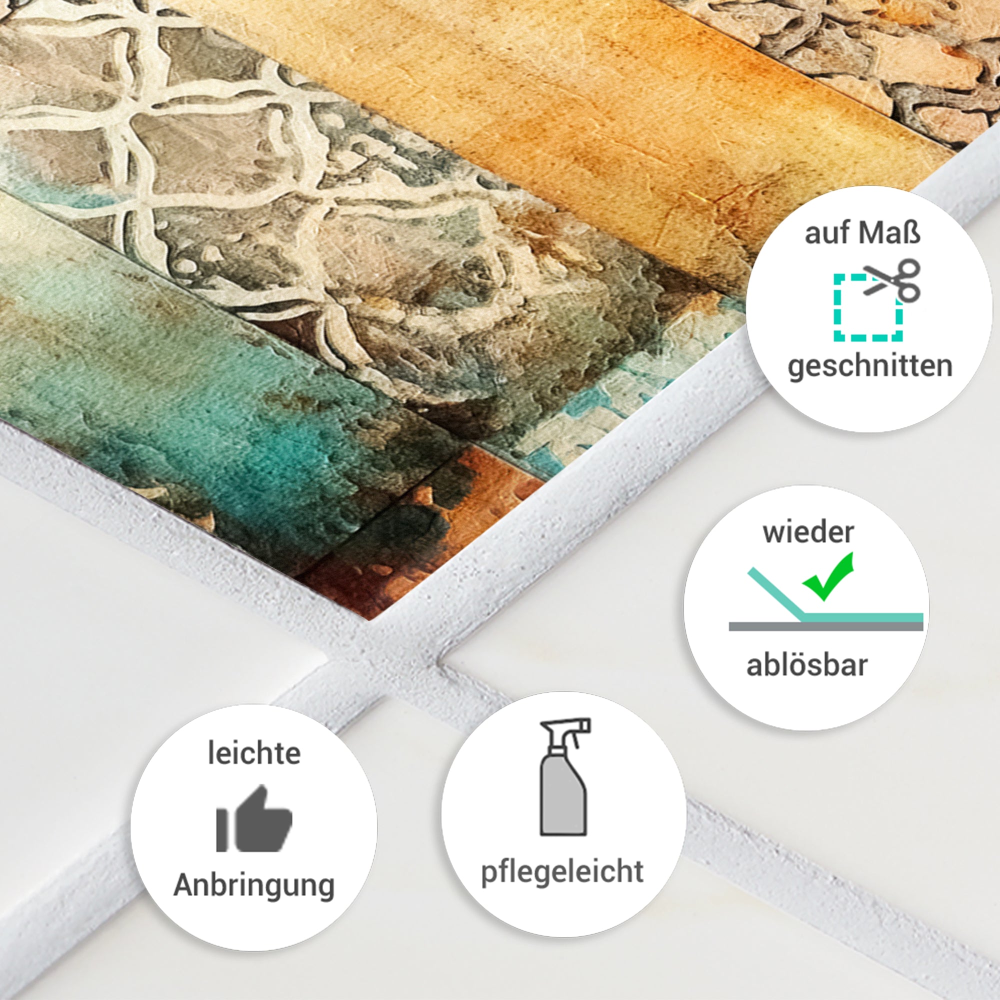 Wandtattoo in Holzoptik, braun und grün, pflegeleicht.
