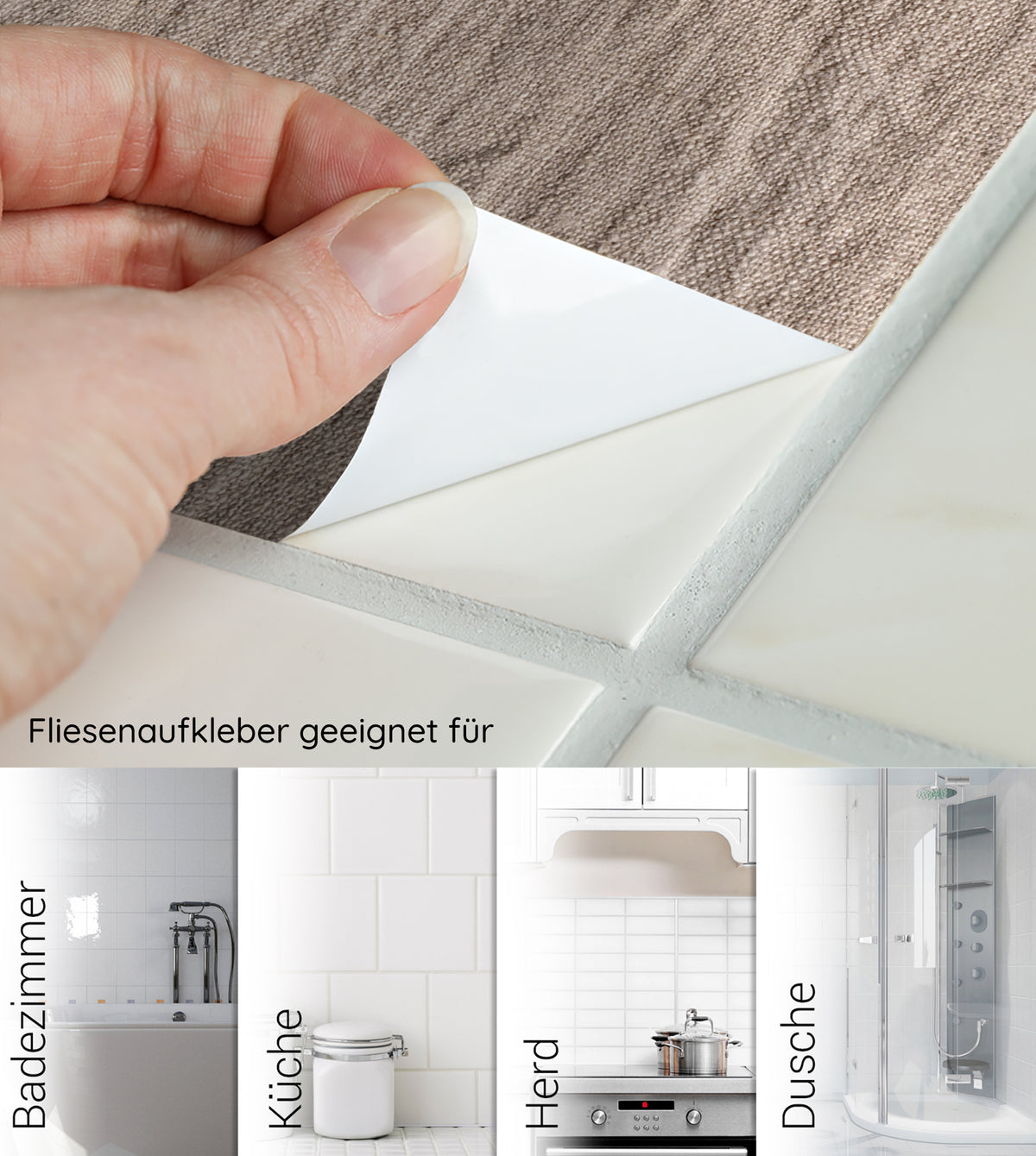 Fliesenaufkleber in Braun für Badezimmer, Küche, Herd und Dusche.