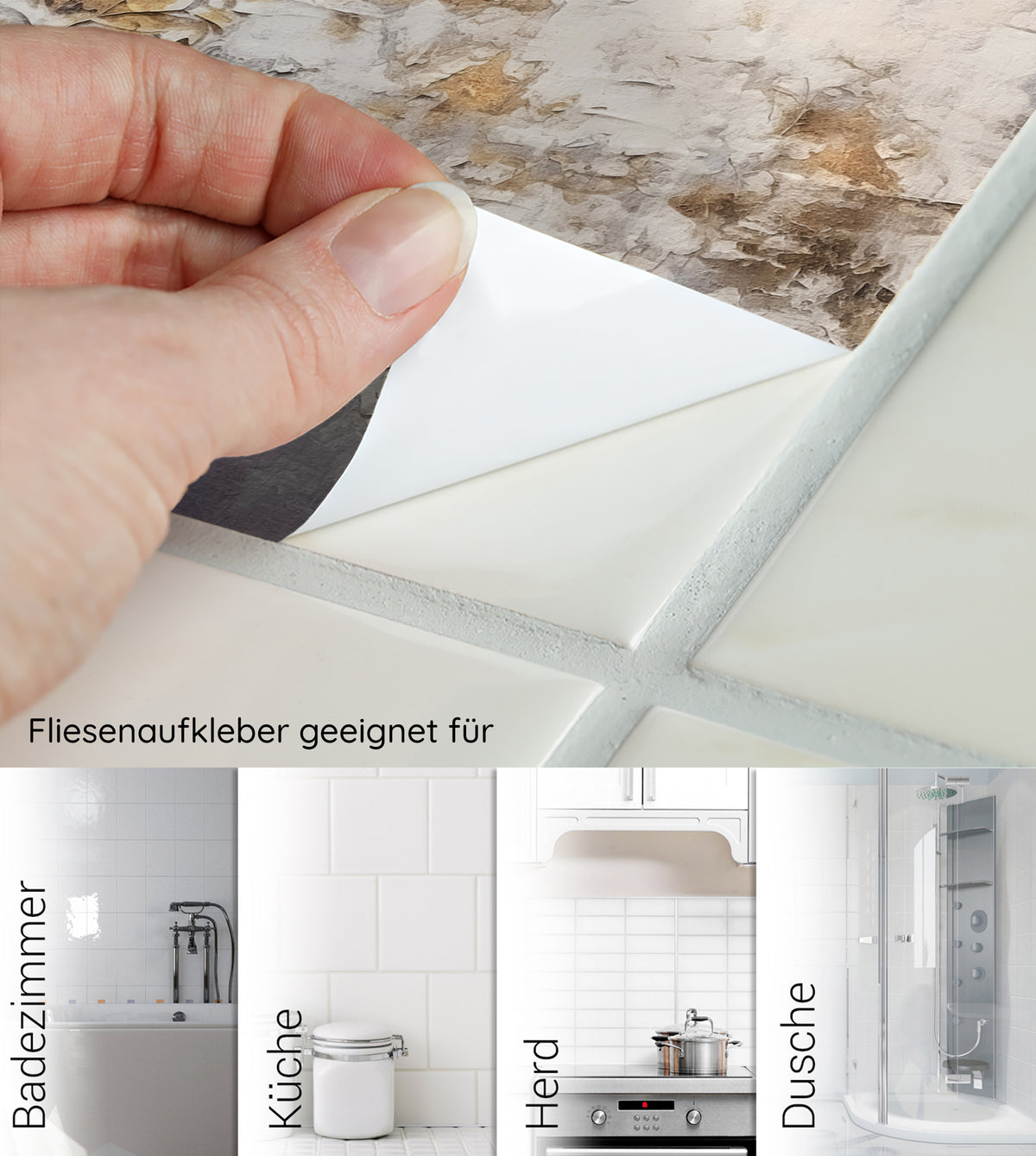 Fliesenaufkleber in Natursteinoptik für Badezimmer und Küche.