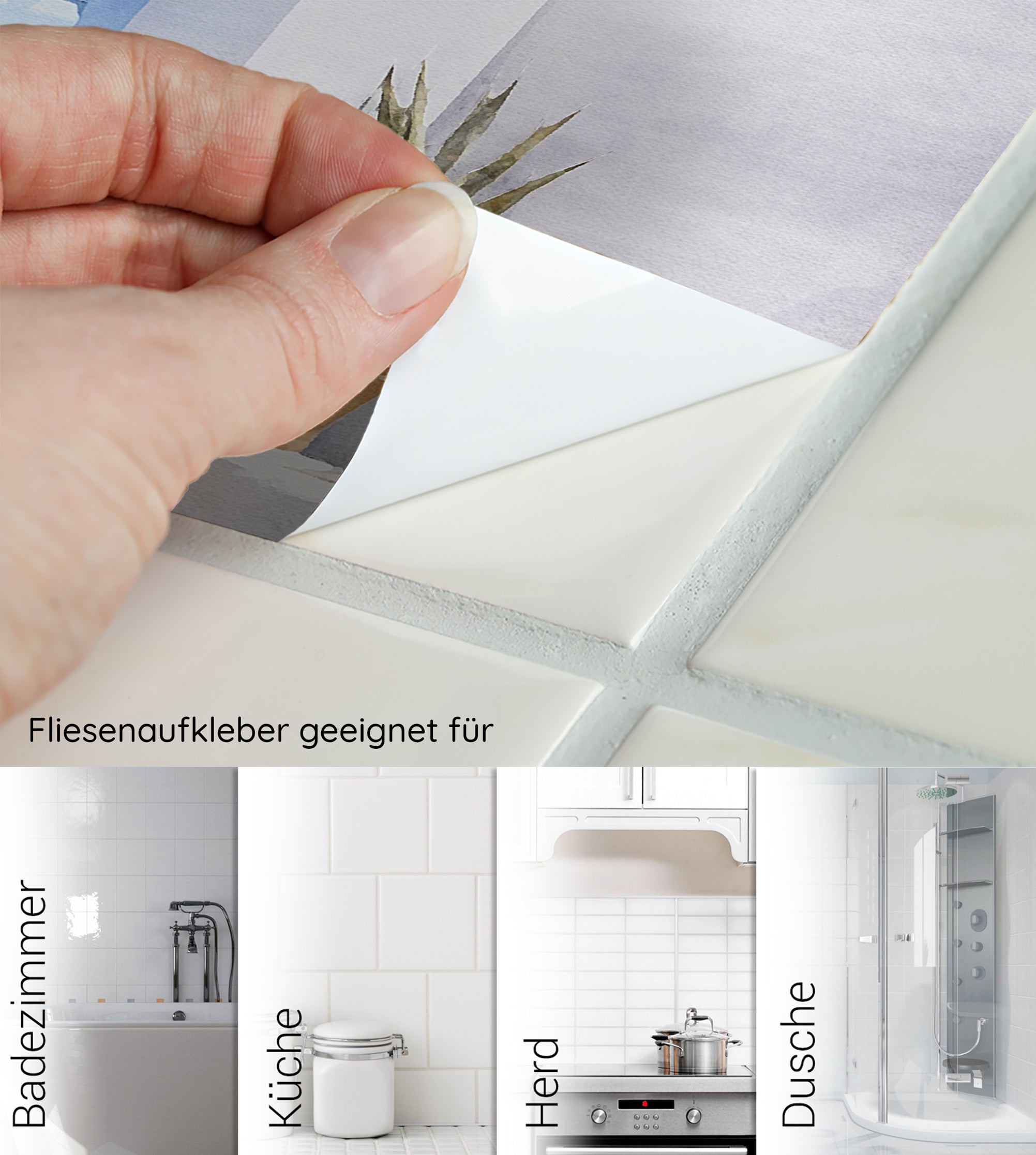 Fliesenaufkleber für Badezimmer, Küche, Herd und Dusche.