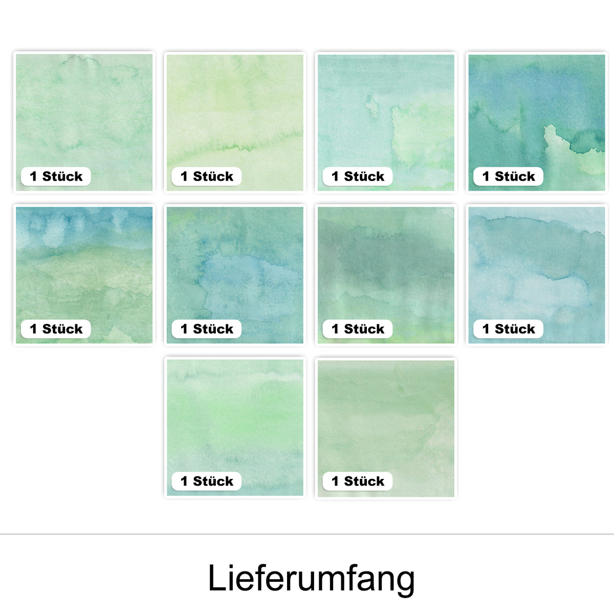 Aquarell-Papier in verschiedenen grünen Farbtönen.