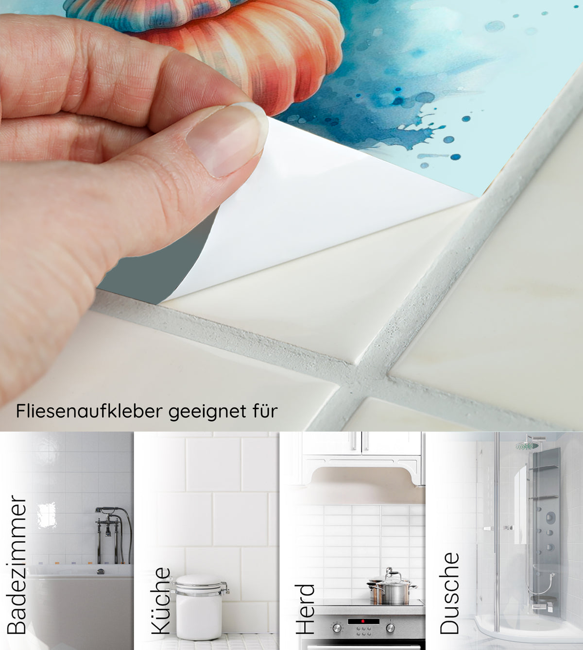 Fliesenaufkleber in bunten Farben für verschiedene Anwendungen.