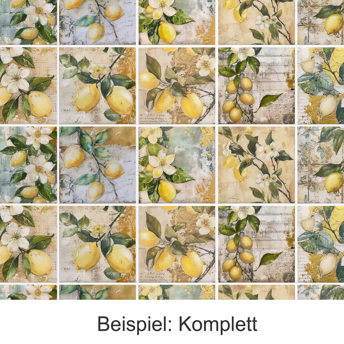 Gelbe Zitronen und weiße Blüten auf vintage Hintergrund.
