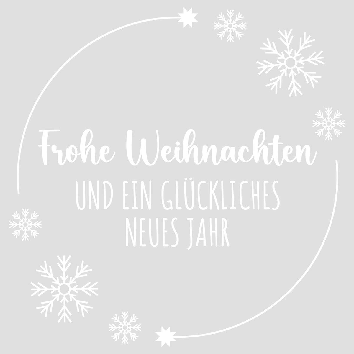 Frohe Weihnachten und ein glückliches neues Jahr, weiße Schrift.