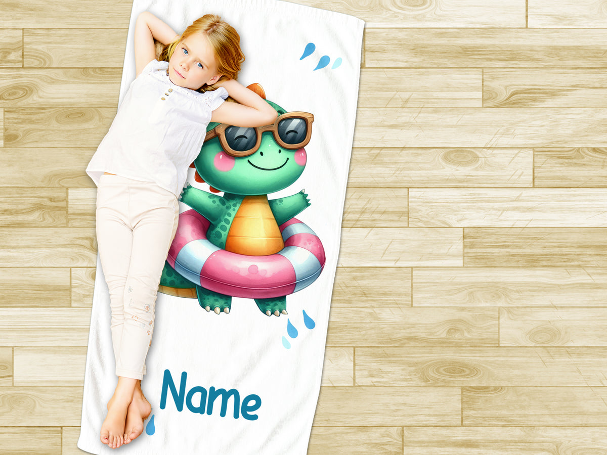 Poolparty Handtuch mit lustigem Drachenmotiv