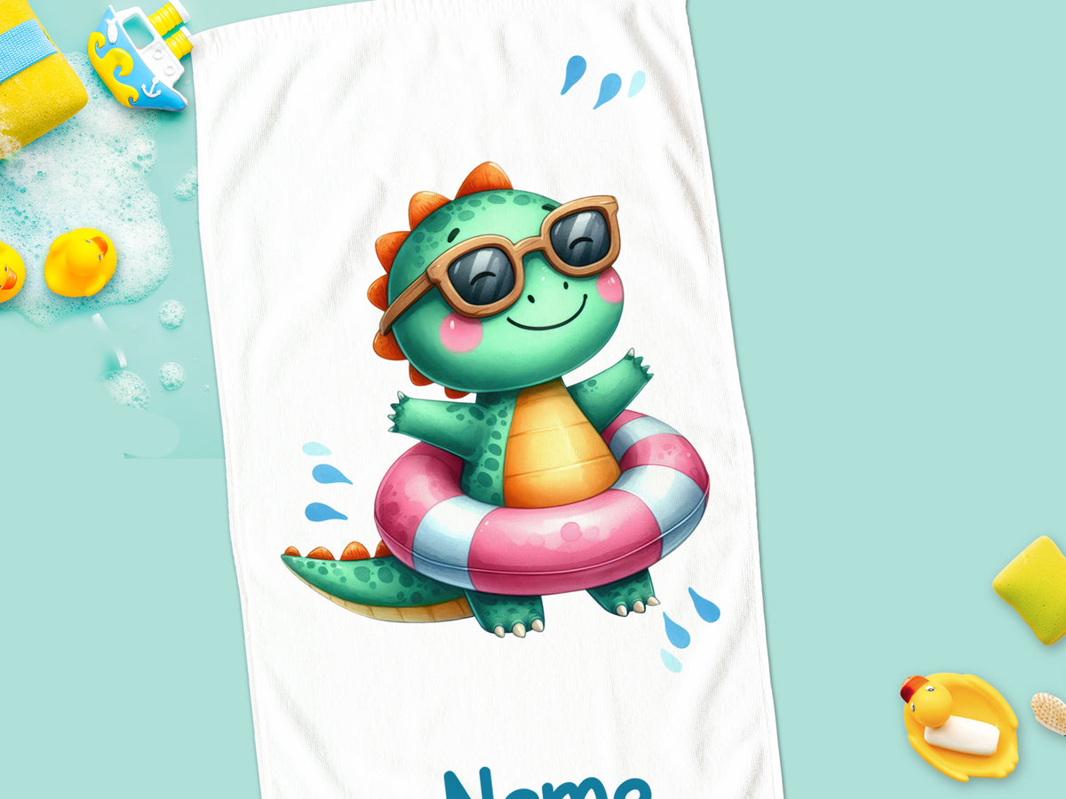 Poolparty Handtuch mit lustigem Drachenmotiv
