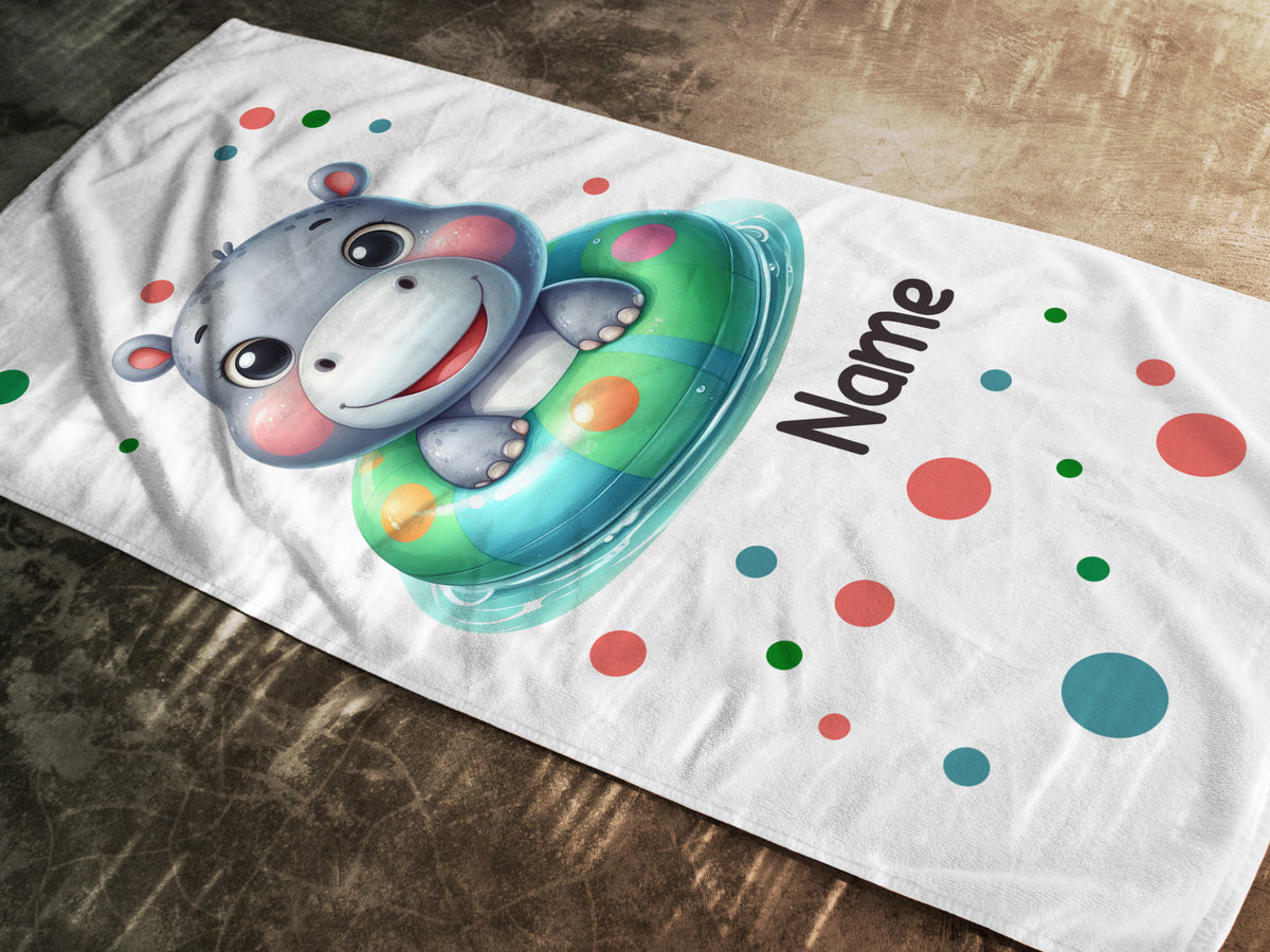 Poolparty Handtuch mit niedlichem Nilpferd