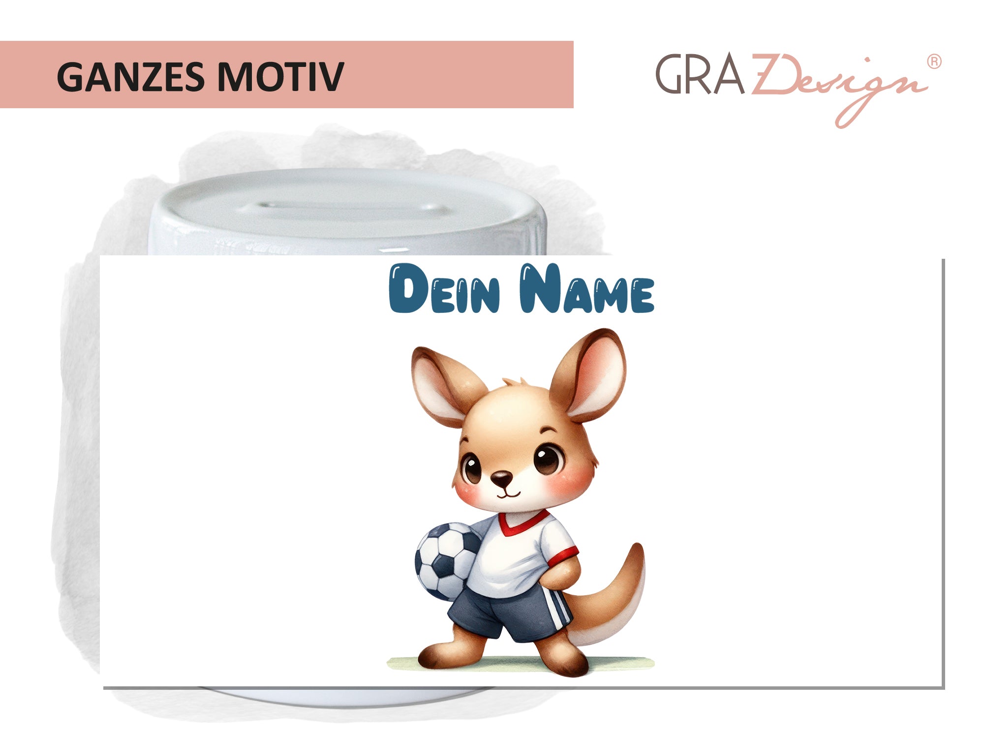 Spardose mit niedlichem Fußball-Känguru