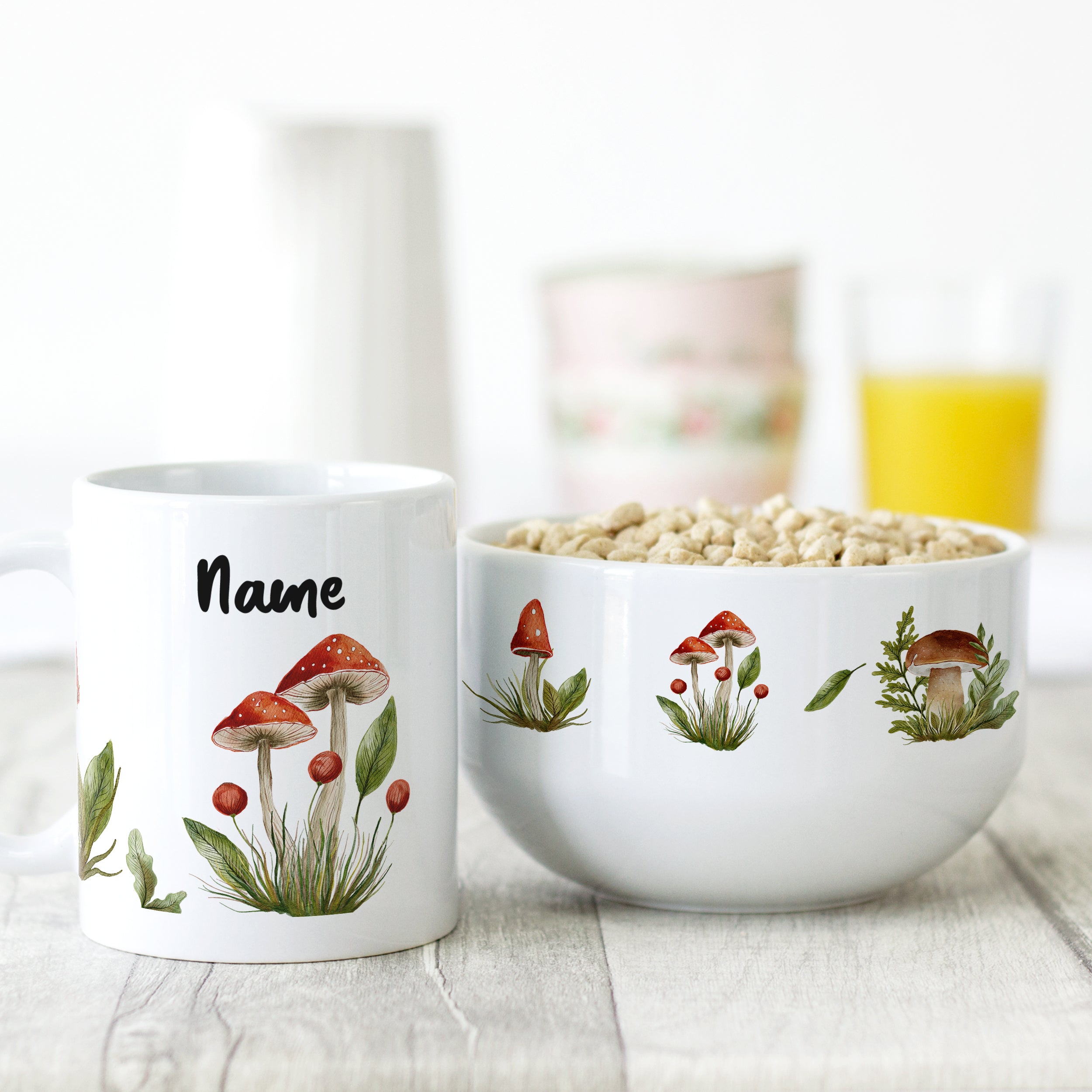 Frühstücksset Müslischale und Tasse mit Namen personalisiert