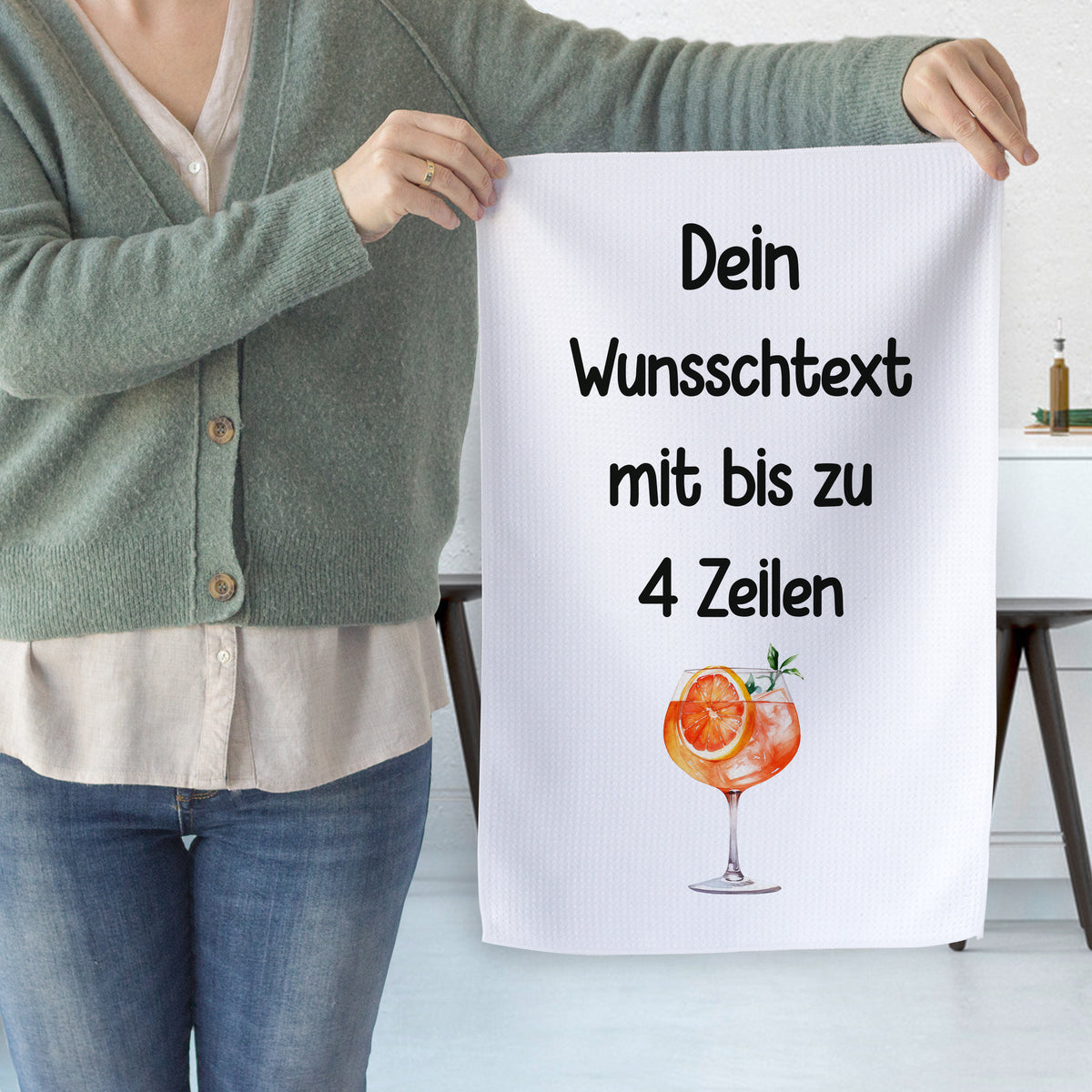 Geschirrtuch Cocktail - Wunschtext bis zu 4 Zeilen