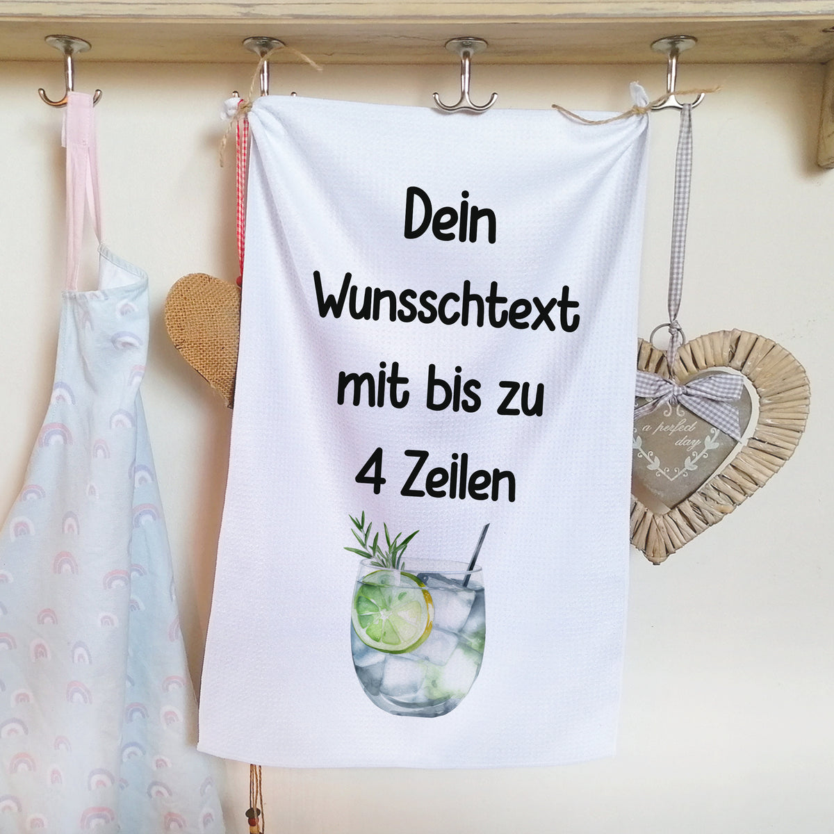 Geschirrtuch Gin Tonic mit Wunschtext bis 4 Zeilen