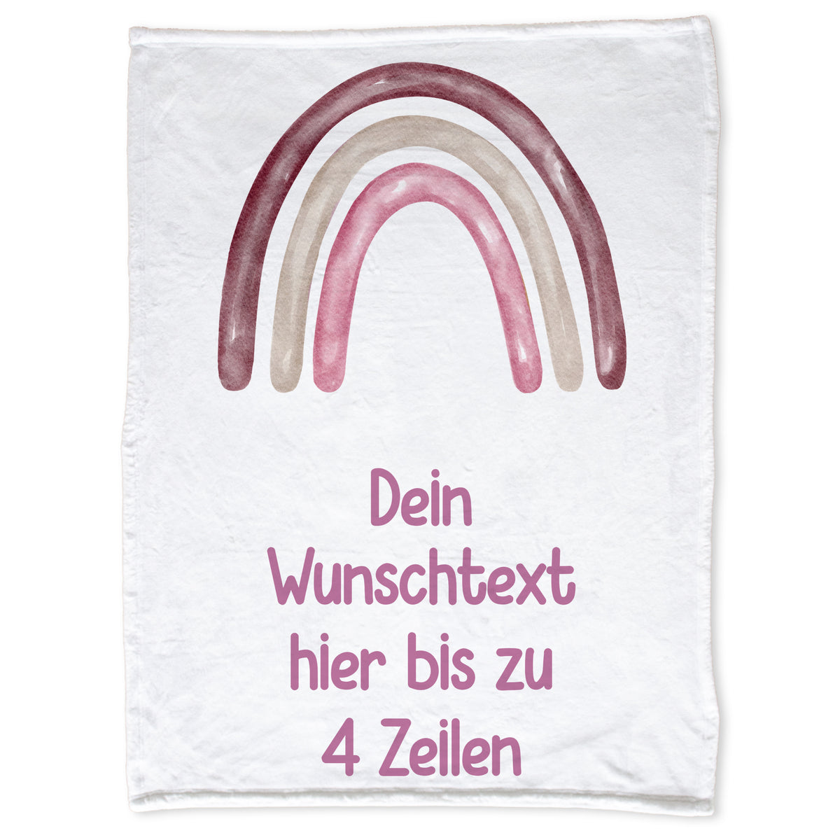 Regenbogen-Motiv in sanften Farben, personalisierbarer Text.