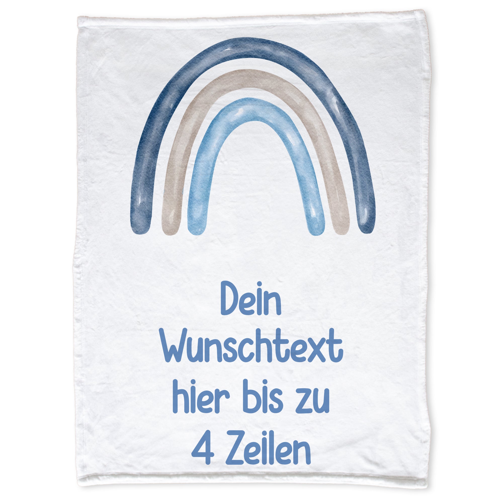 Wolkendecke mit Regenbogen in Blau- und Grautönen, personalisierbar.