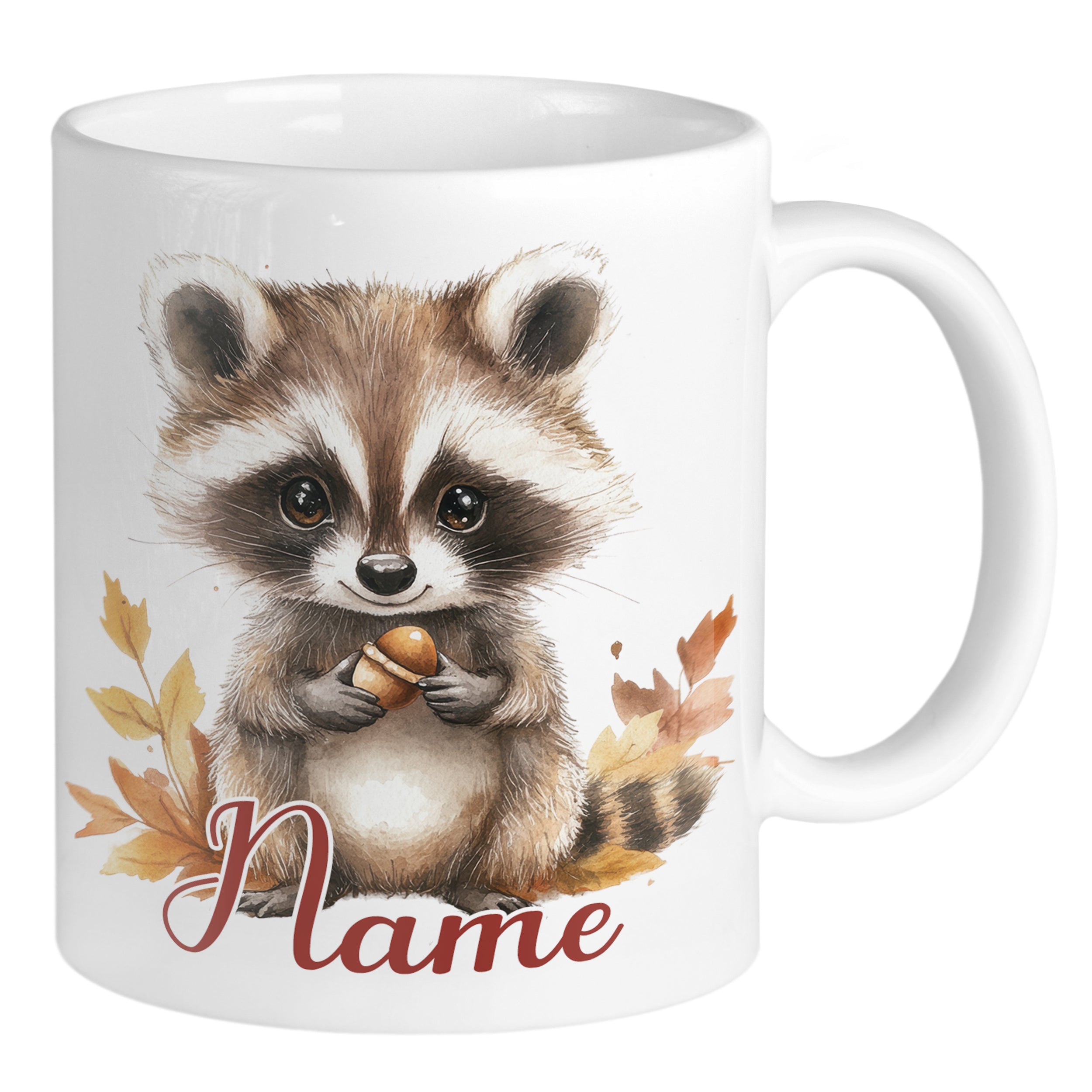 Tasse Waschbär im Herbst