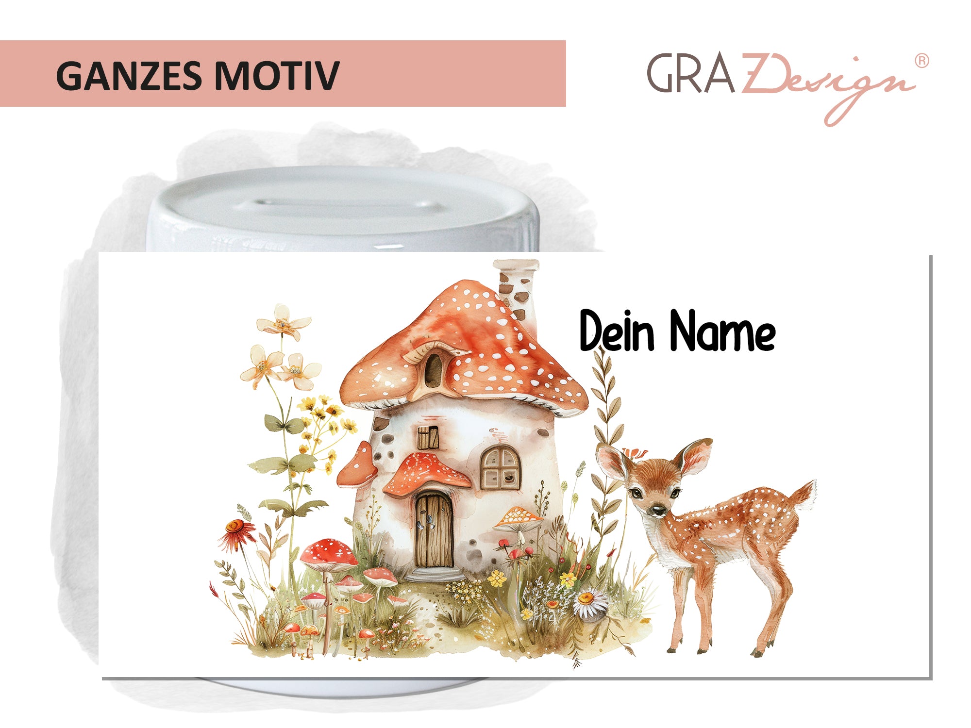 Spardose mit niedlichem Waldhaus-Motiv
