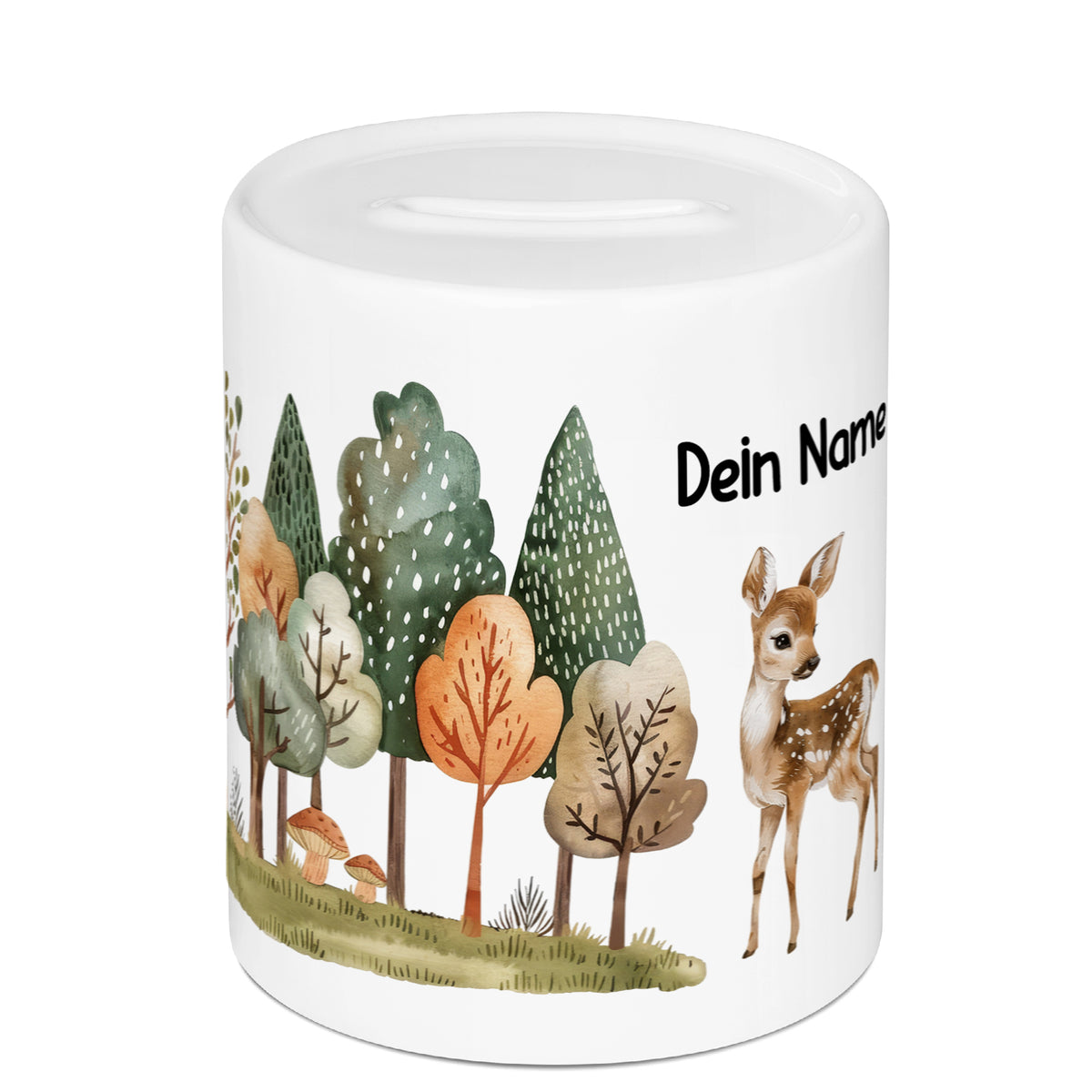 Spardose mit Waldmotiv