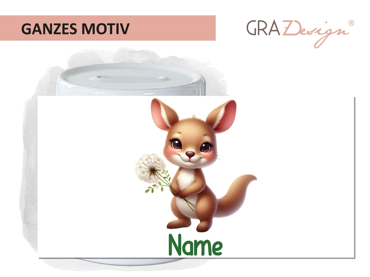 Süßes Tier mit Dandelion, braun, personalisierbar mit Name.