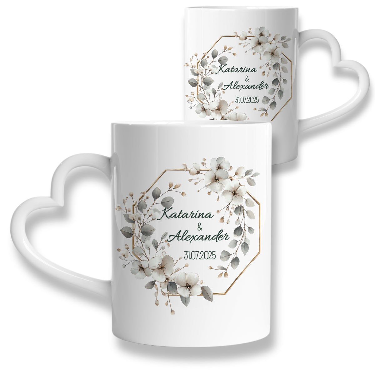Tasse mit Herzhenkel und personalisiertem Design - Für besondere Momente