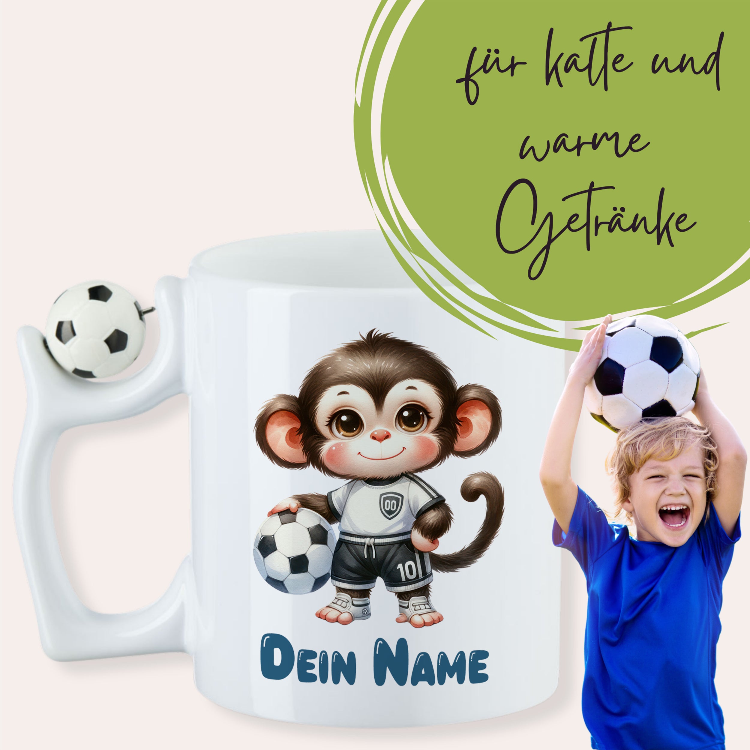 Tasse Fussball Affe