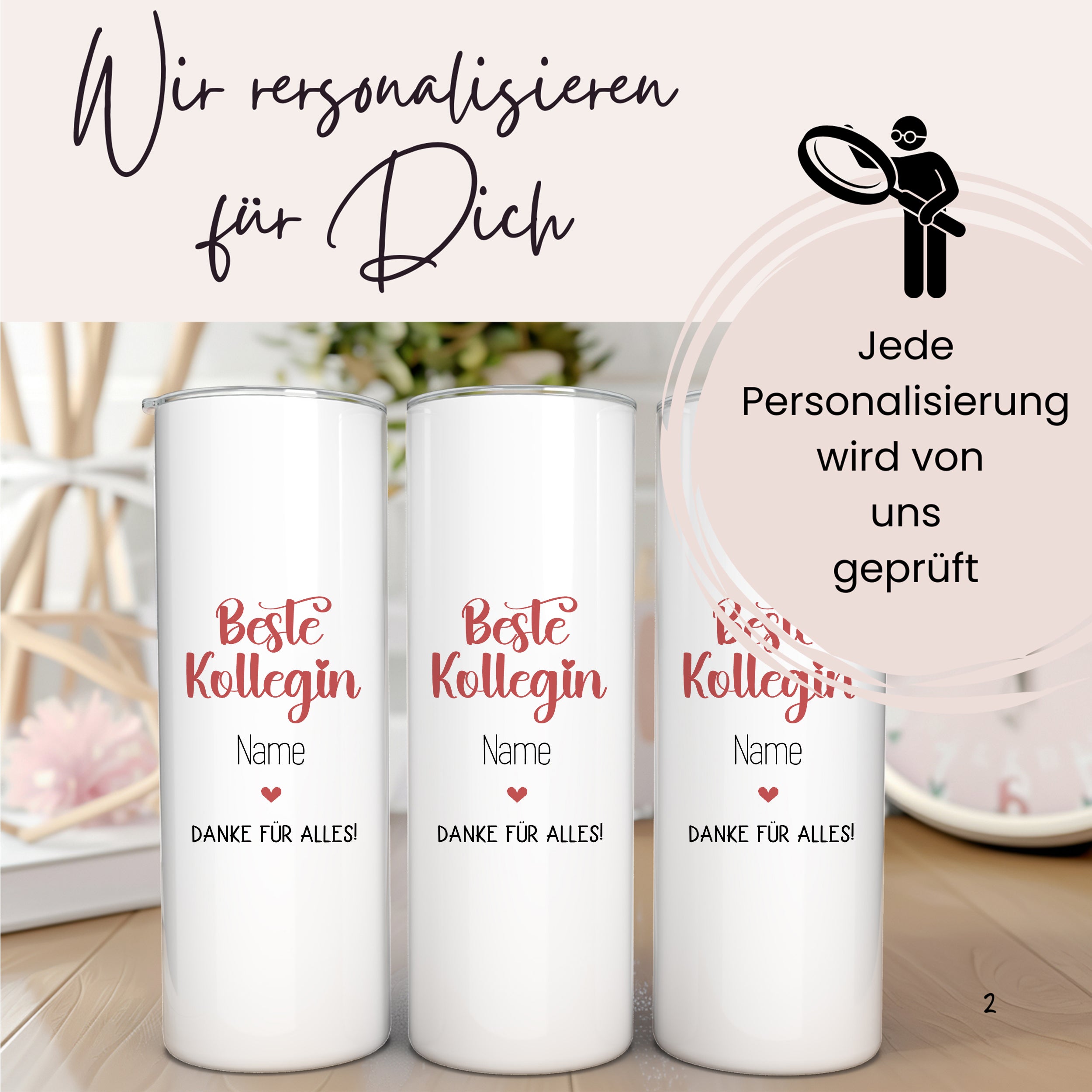 Personalisierte weiße Tassen für beste Kollegin mit Herz.