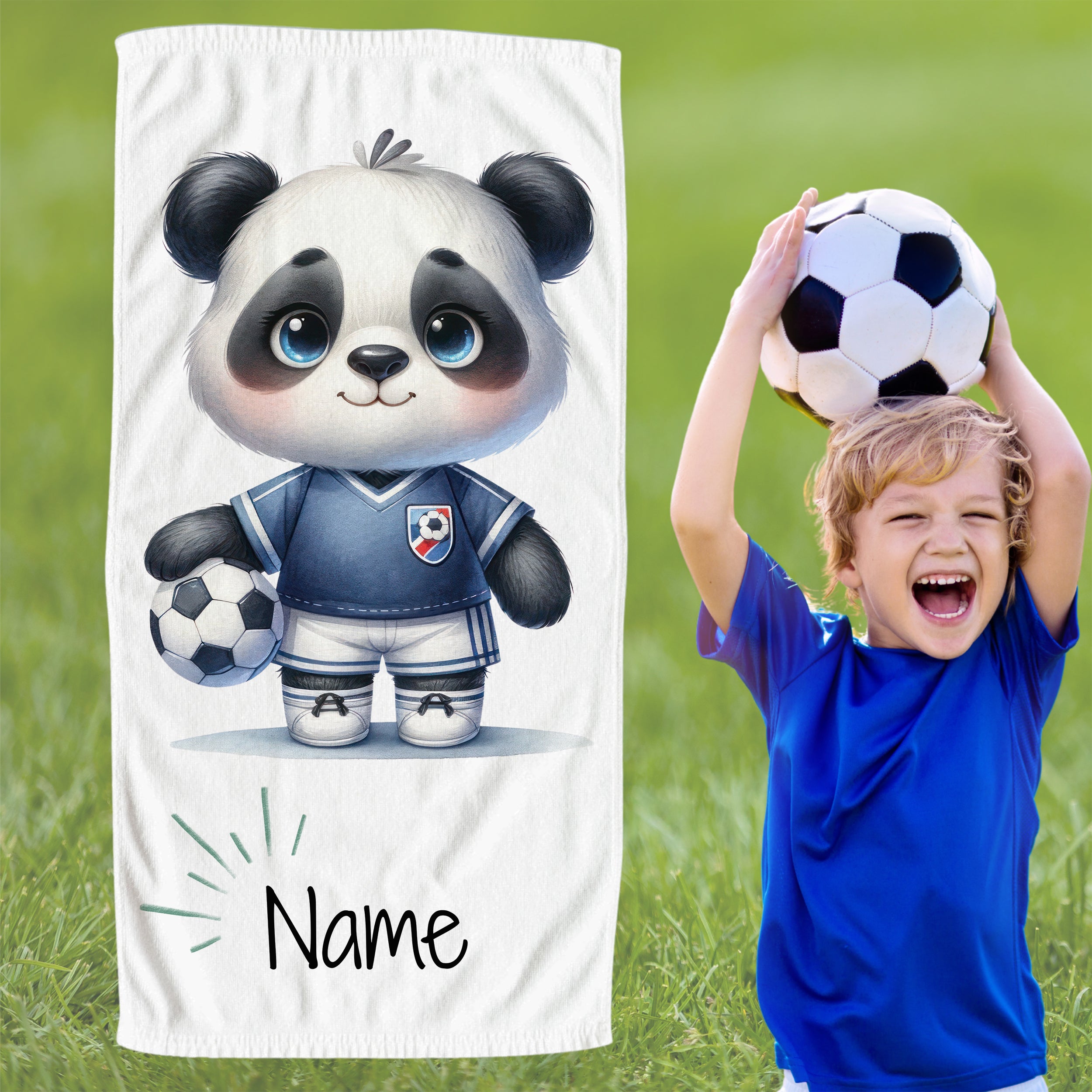 Handtuch Panda Fußball