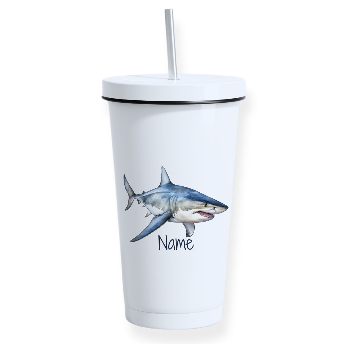 Trinkbecher mit Hai-Motiv