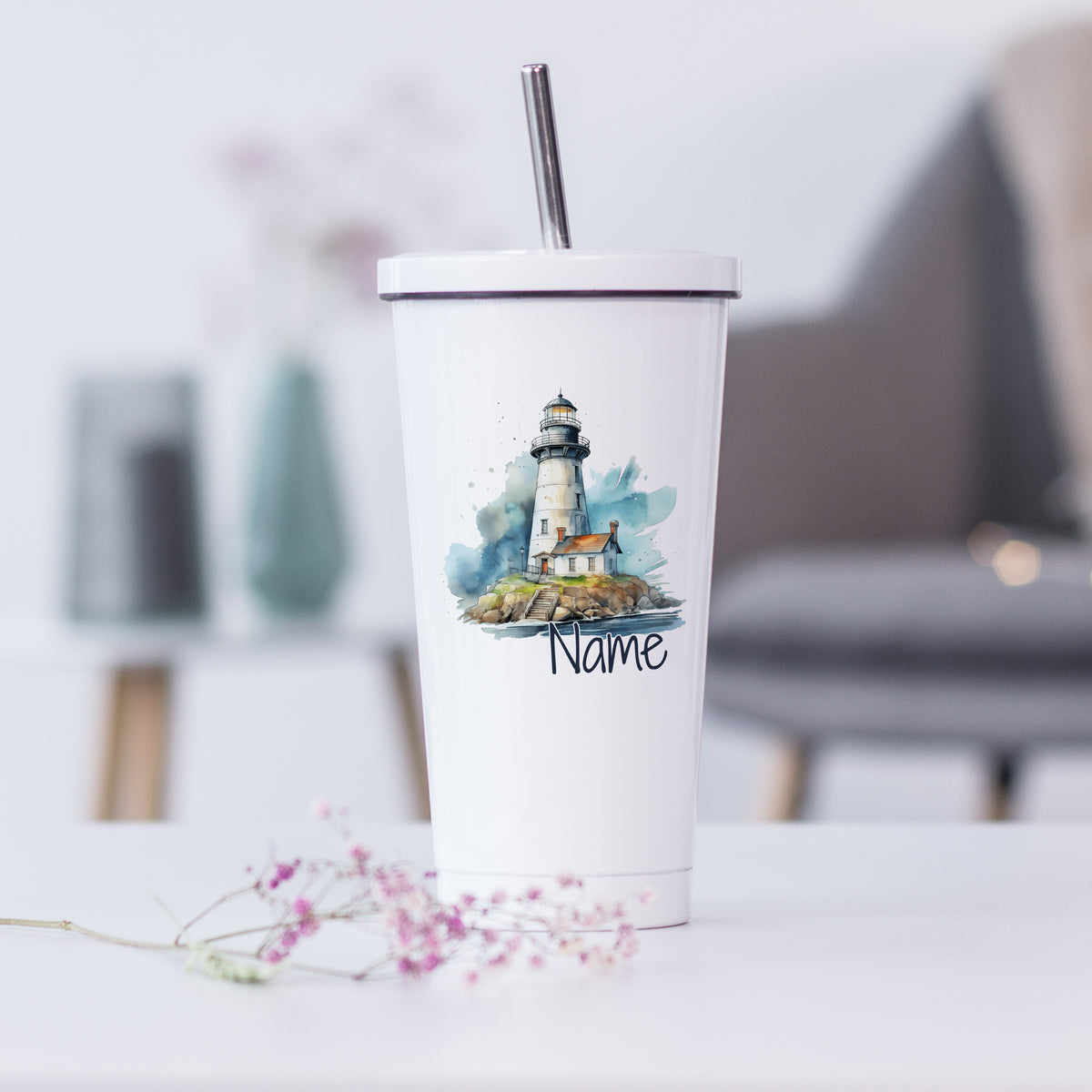 Trinkbecher mit Leuchtturm