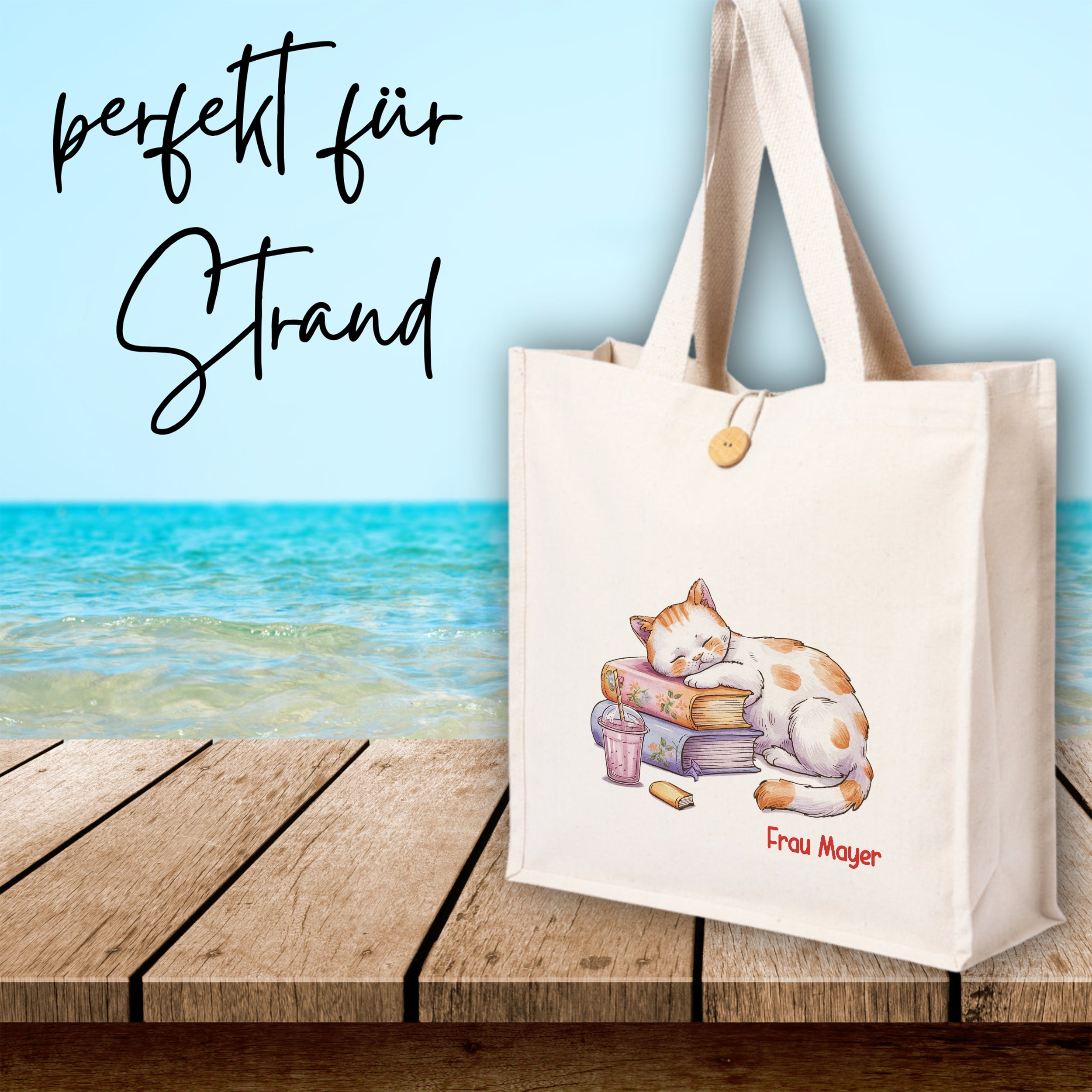 Tasche Knopf mit schlafender Katze