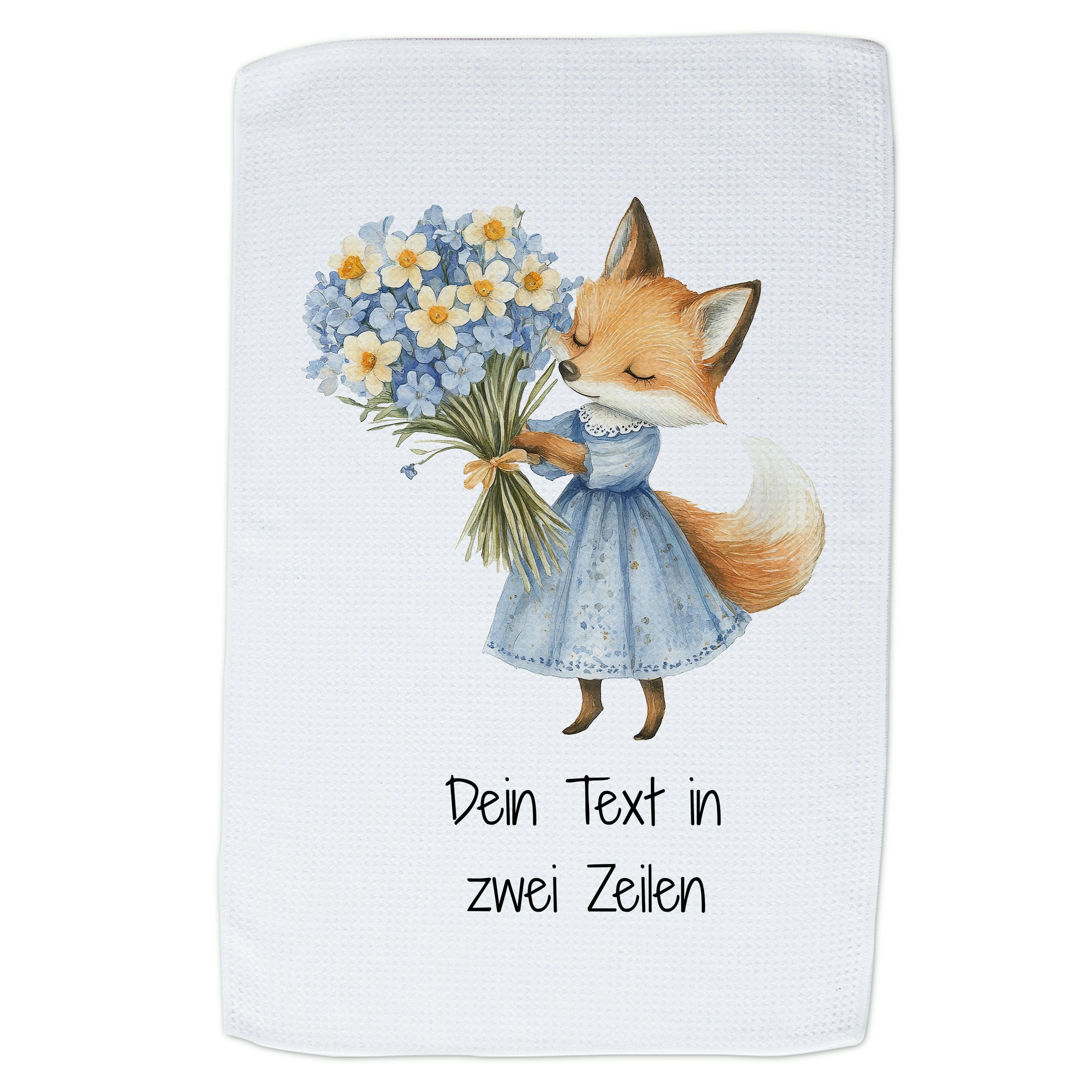 Geschirrtuch Fuchs mit Blumen