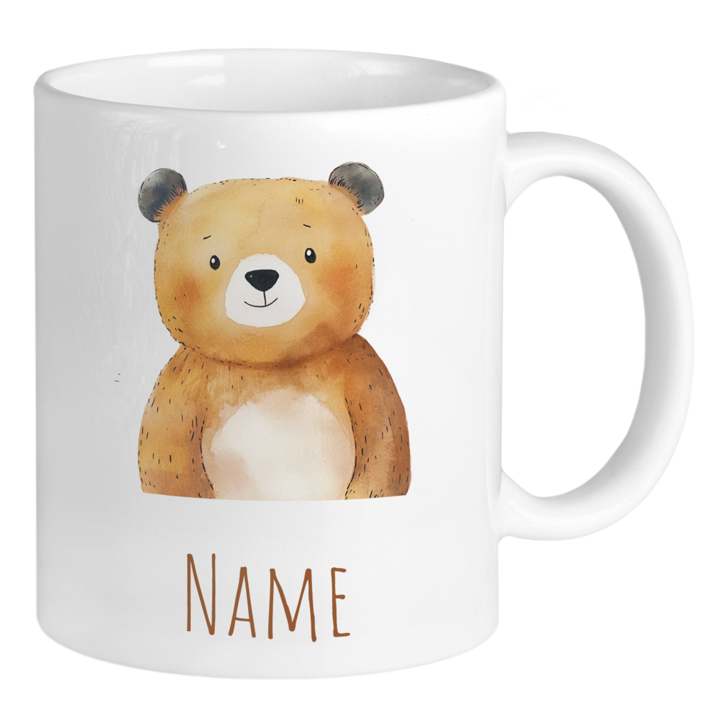 Tasse mit Bärenmotiv und personalisierbarem Namen.