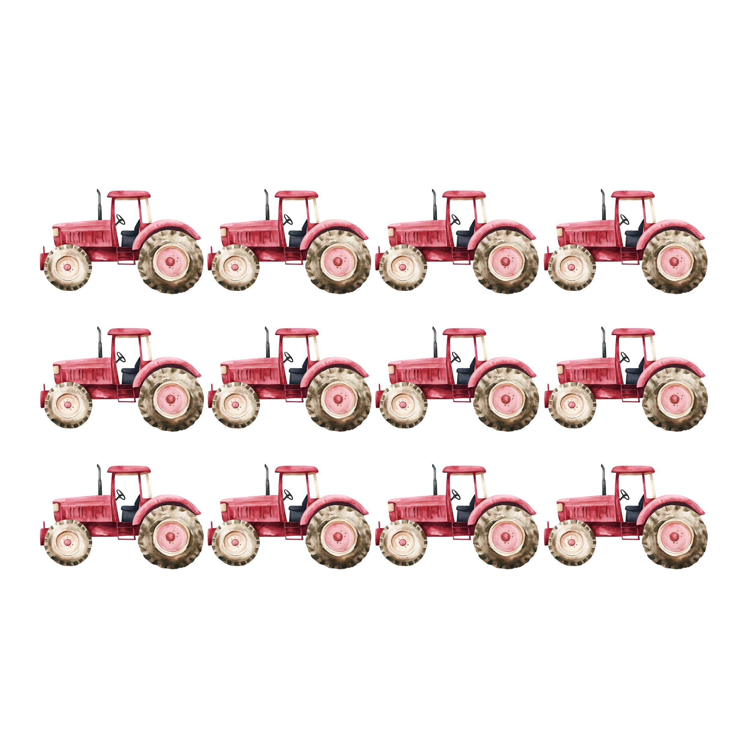 Wandtattoo Set – 12-teilig – Bauernhof Traktoren