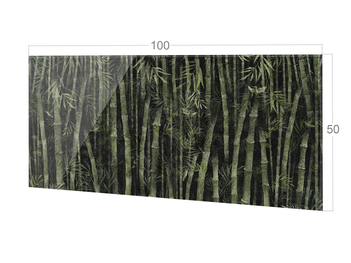 Bambus-Motiv auf grünem Hintergrund, 100x50 cm.