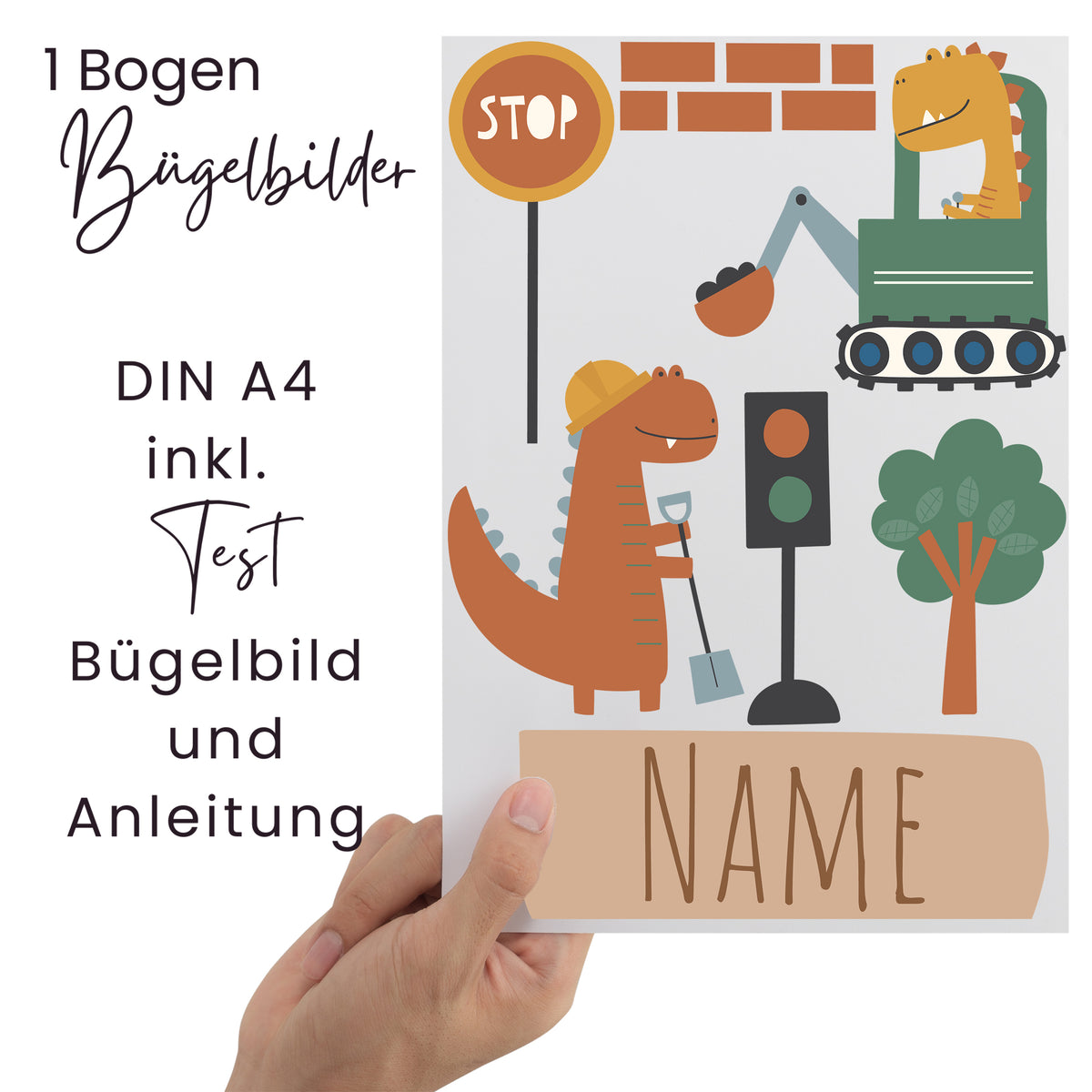 Bügelfolie mit Dinosaurier-Motiven, bunt und kindgerecht.