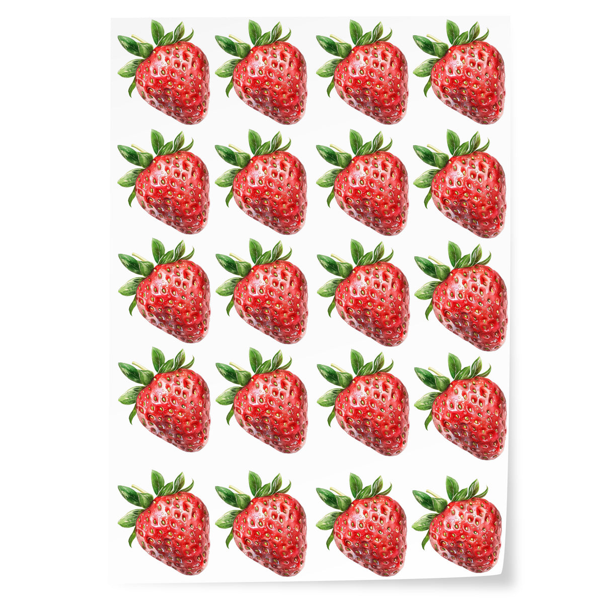 Rote Erdbeeren mit grünen Blättern auf weißem Hintergrund.