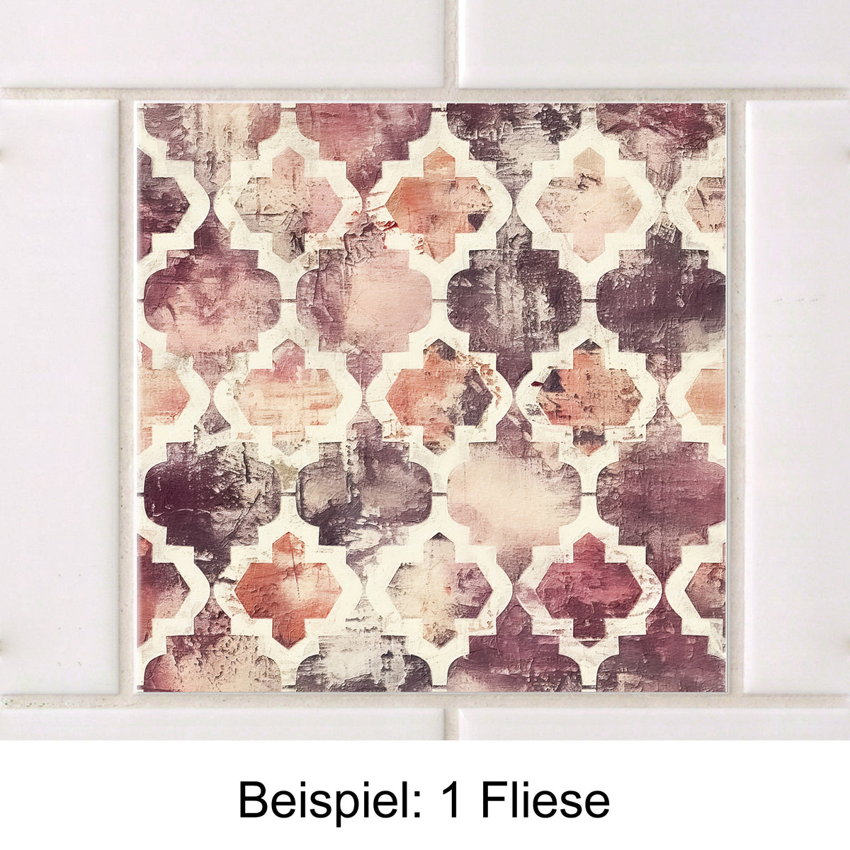 Dekorative Fliese in lila, rosa und cremefarbenem Muster.