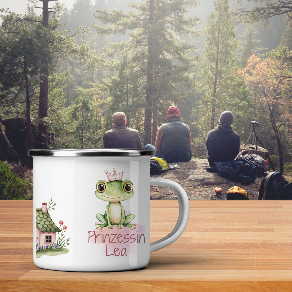 Tasse mit Froschmotiv und dem Namen Prinzessin Lea.