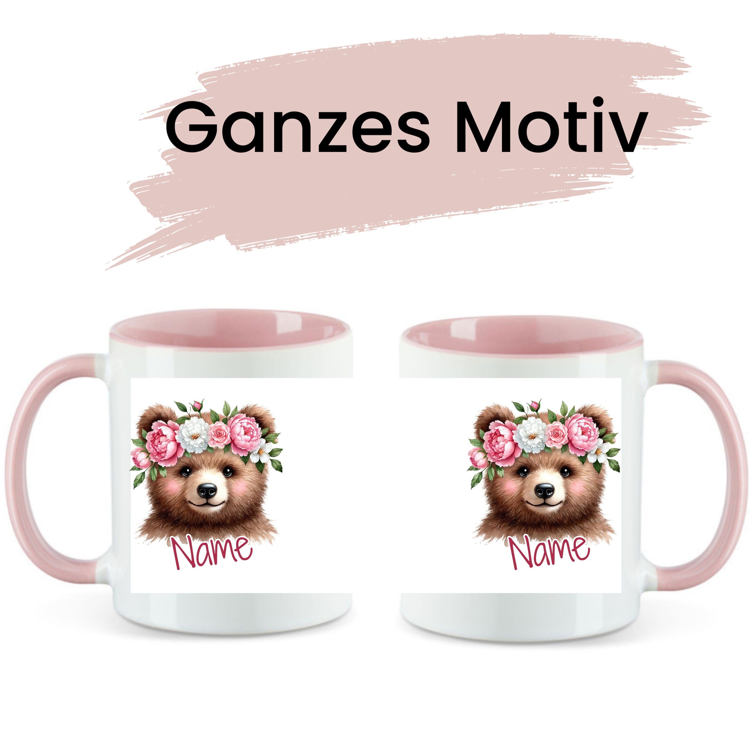 Personalisierte Tasse Bär mit Blumen