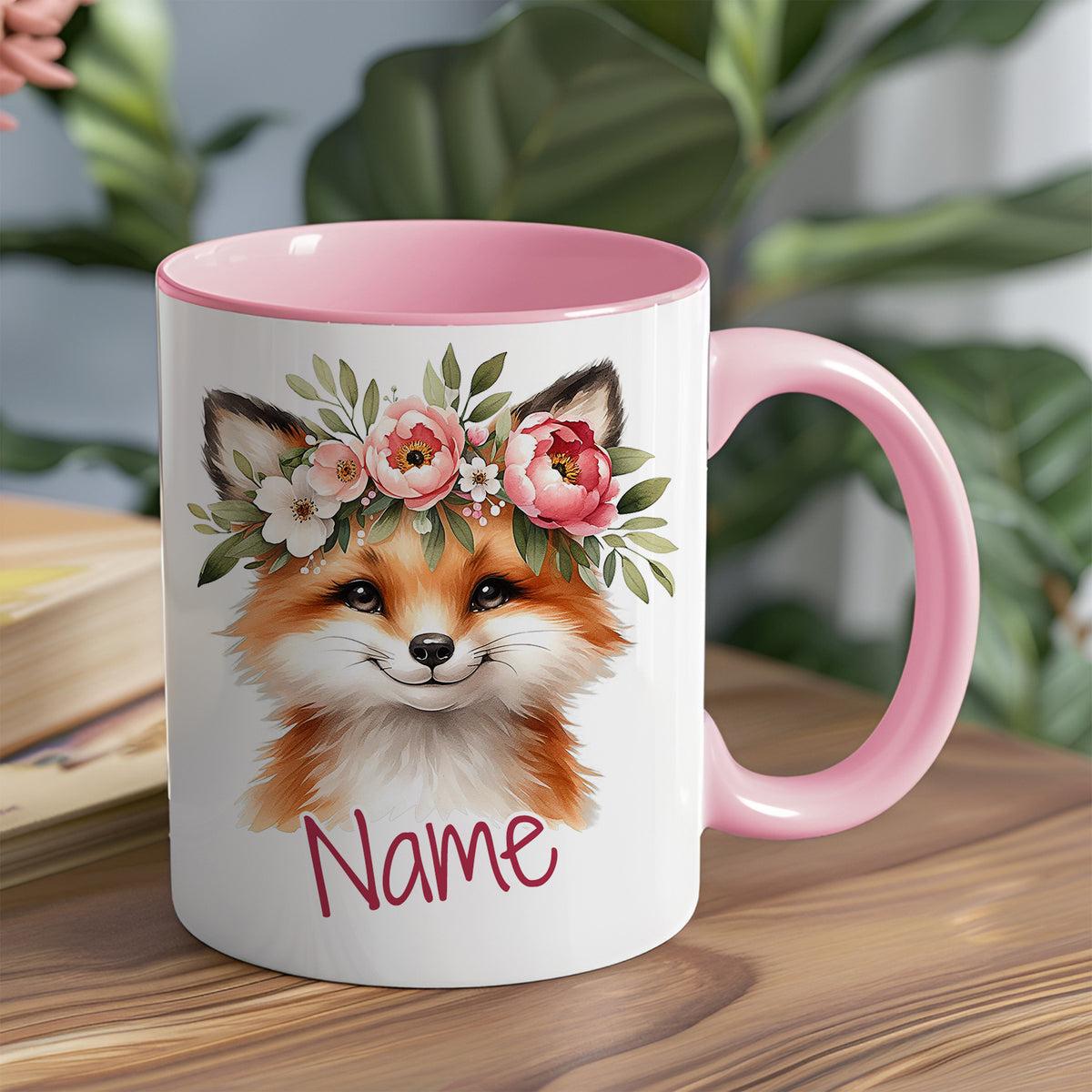 Tasse Fuchs mit Blumenkranz