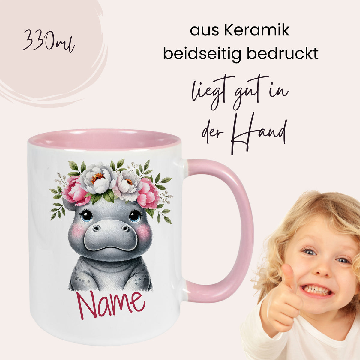 Personalisierte Tasse Nilpferd