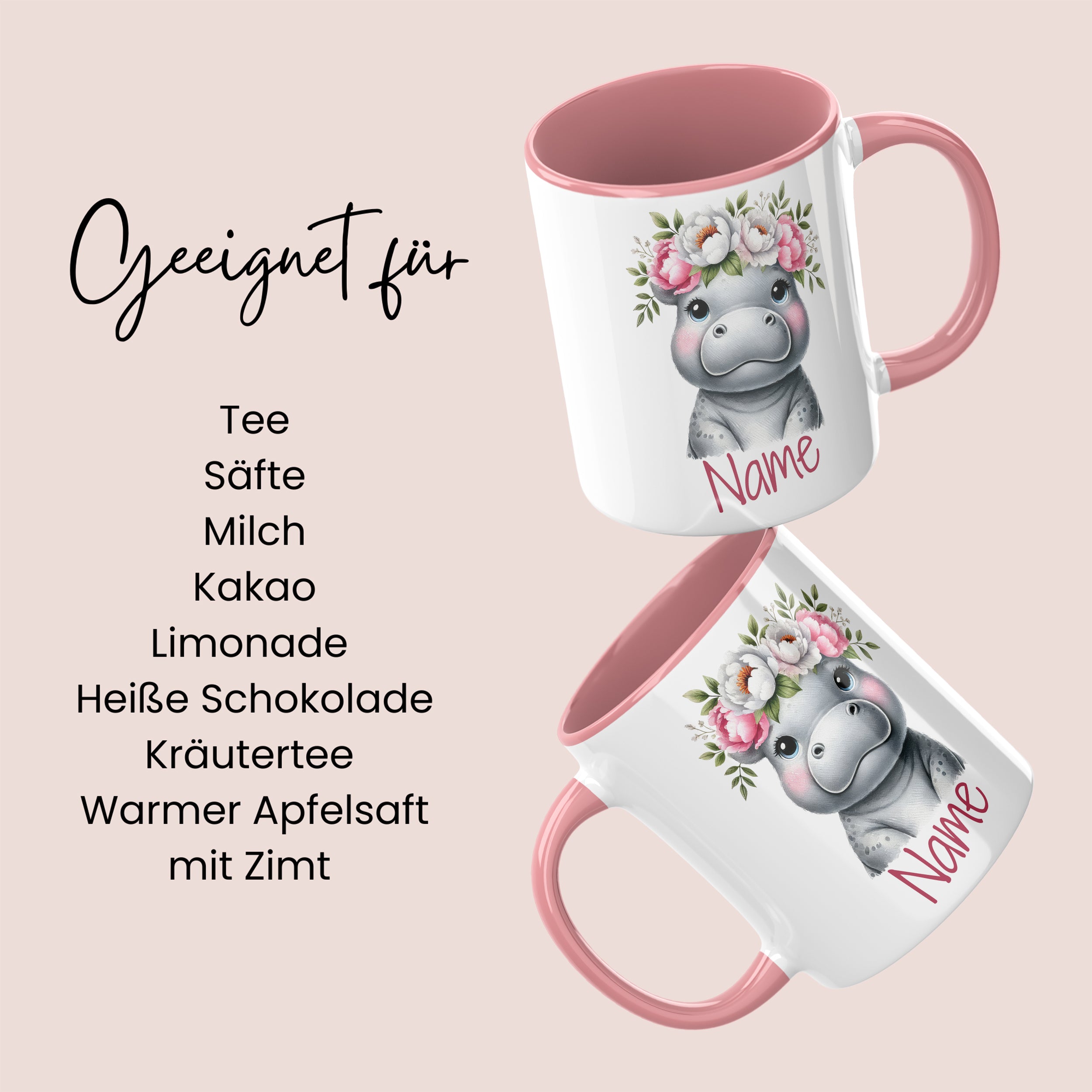 Personalisierte Tasse Nilpferd