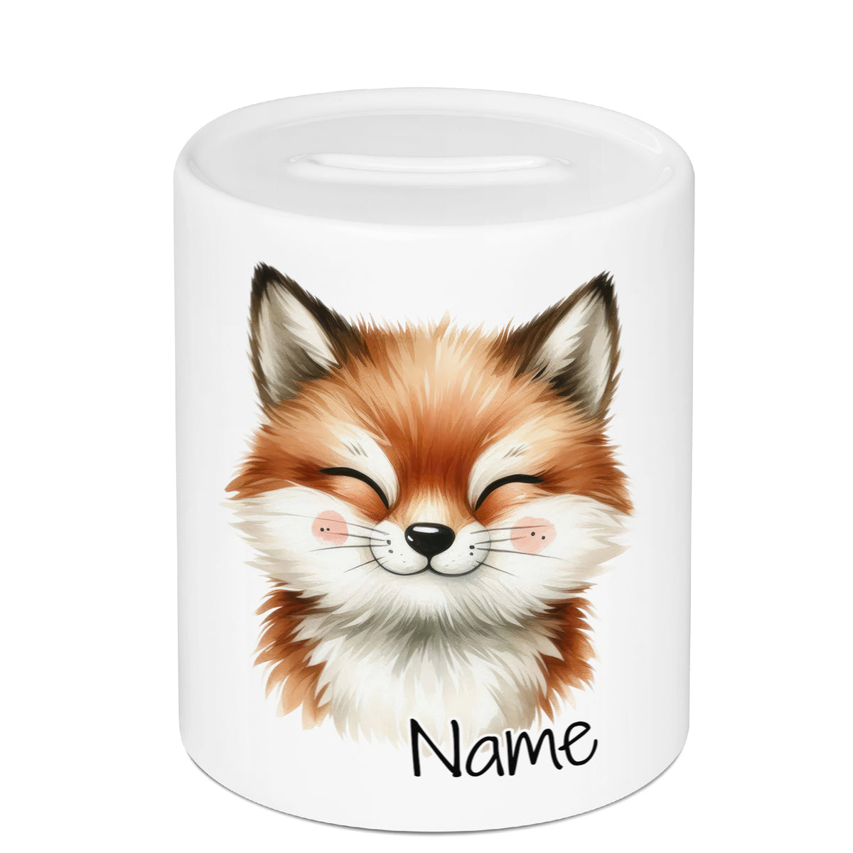 Spardose Fuchs mit Namen personalisiert, für Kinder