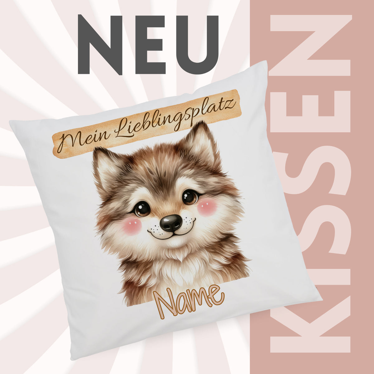 Kissenbezug Lieblingsplatz mit Wolf