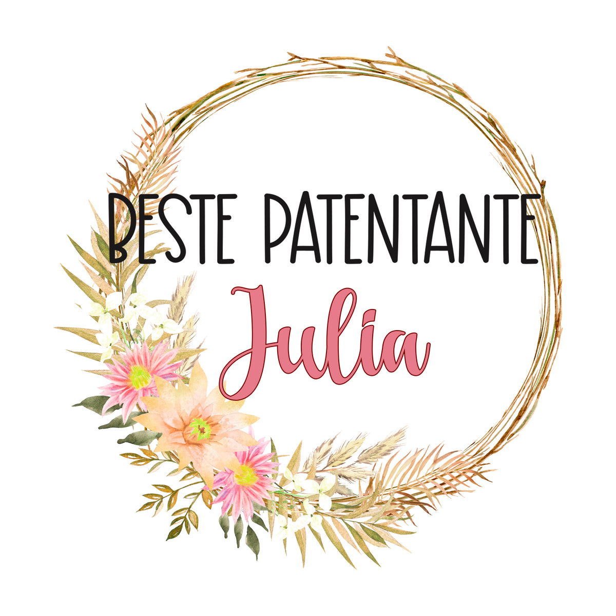 Beste Patin Tante Julia, florale Gestaltung, Pastellfarben.