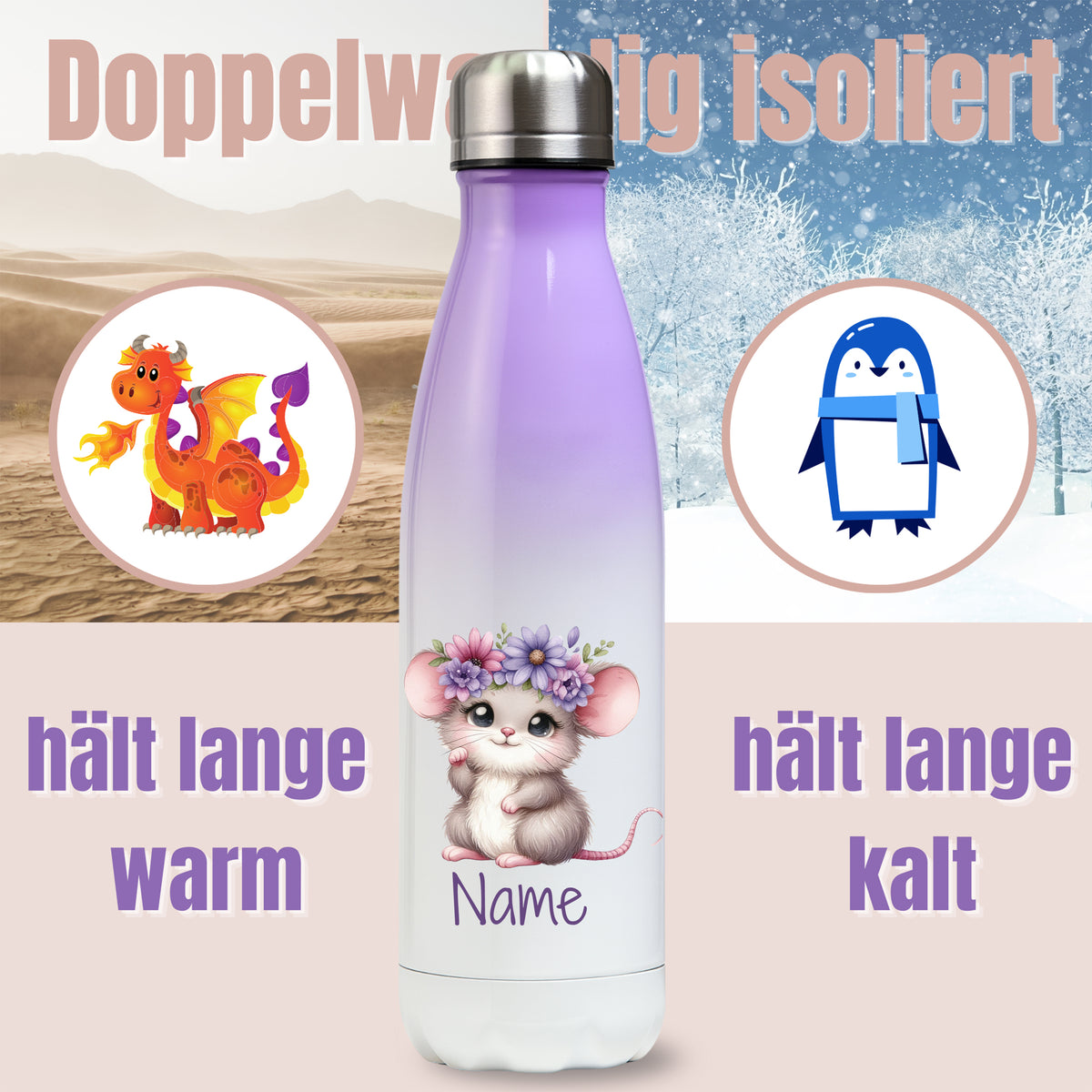 Thermos Trinkflasche Maus