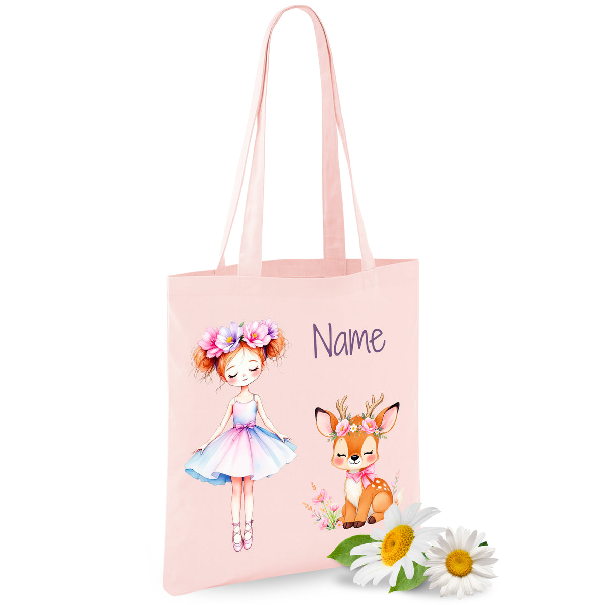 Tasche mit süßem Mädchen und Reh
